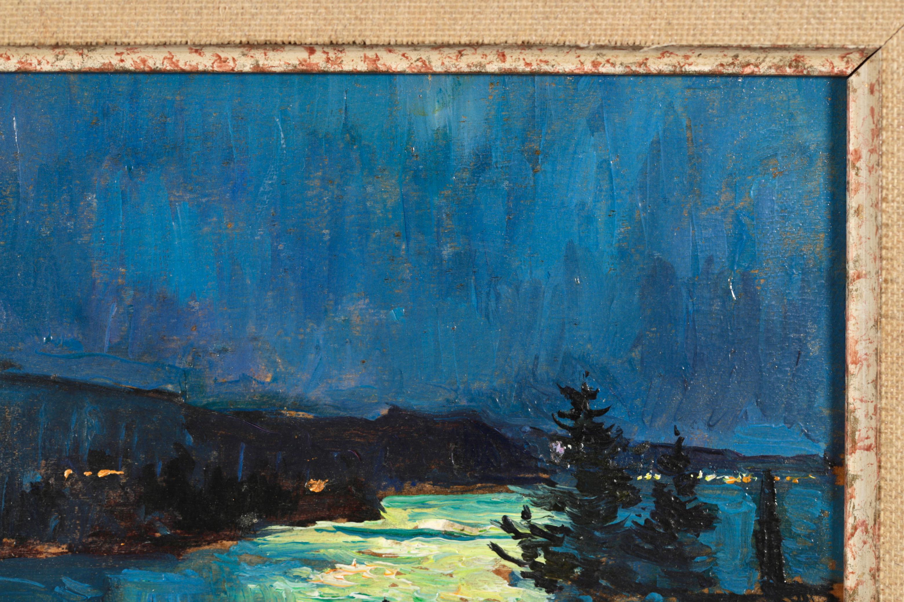 Chiaro di luna sulla costa - Paesaggio impressionista dipinto a olio - Georges Lapchine 4