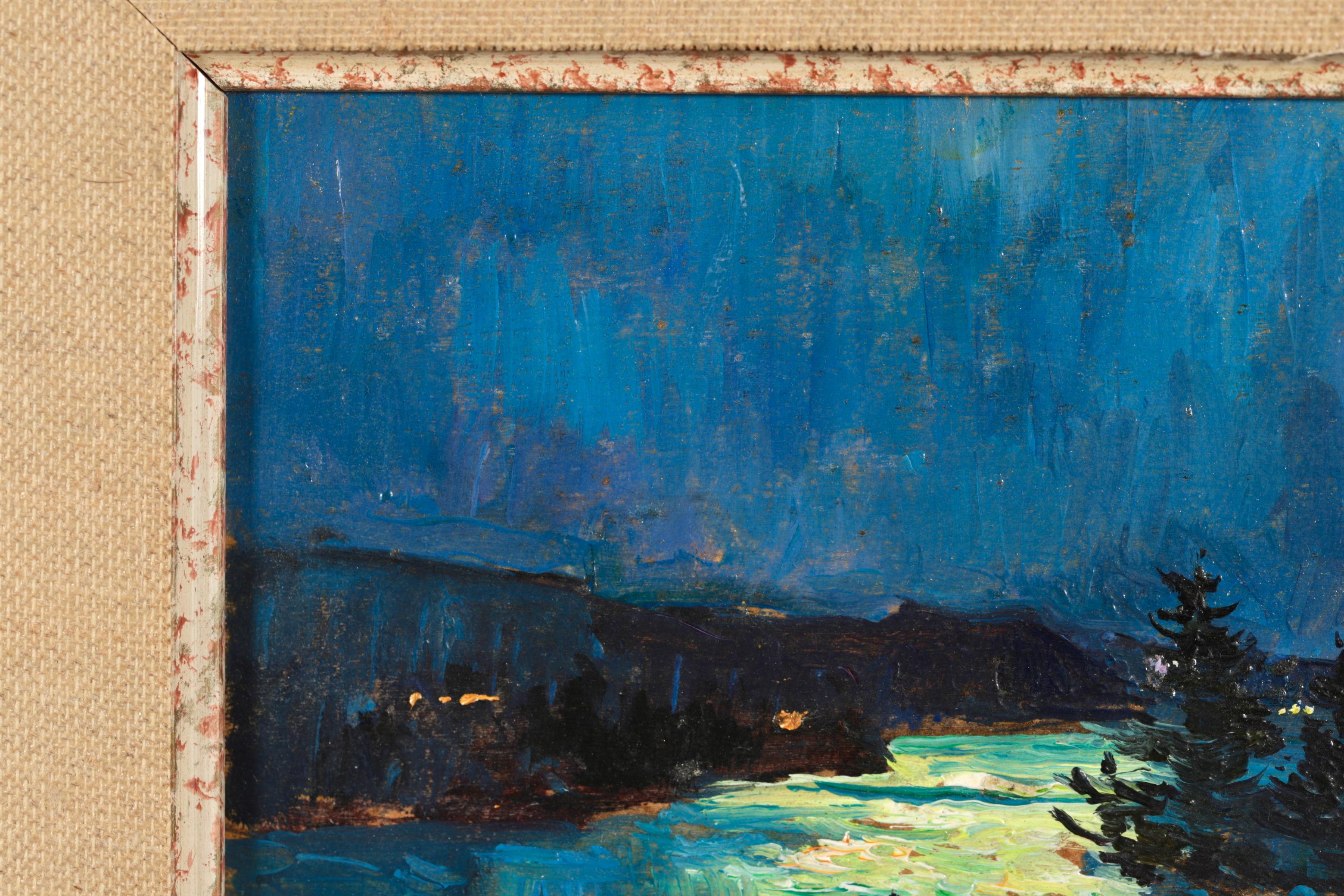Chiaro di luna sulla costa - Paesaggio impressionista dipinto a olio - Georges Lapchine 5