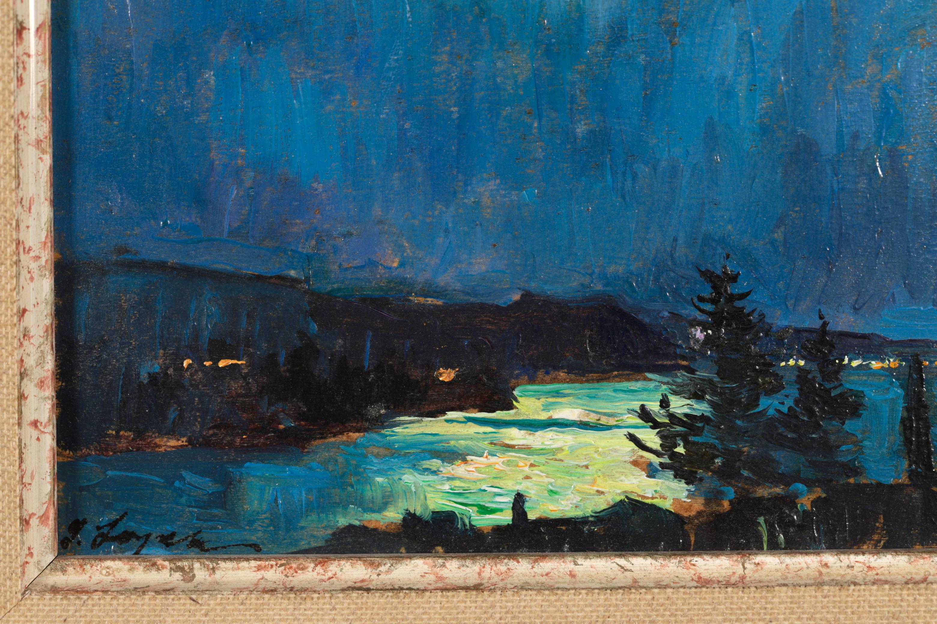 Chiaro di luna sulla costa - Paesaggio impressionista dipinto a olio - Georges Lapchine 6