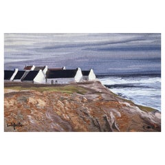 Georges Laporte, Hameau Sur La Falaise Modern Aubusson Tapestry 20th No 1433