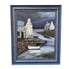 Oil on canvas Expressionist “Evening in Brittany" Ronald, after Georges Lapor