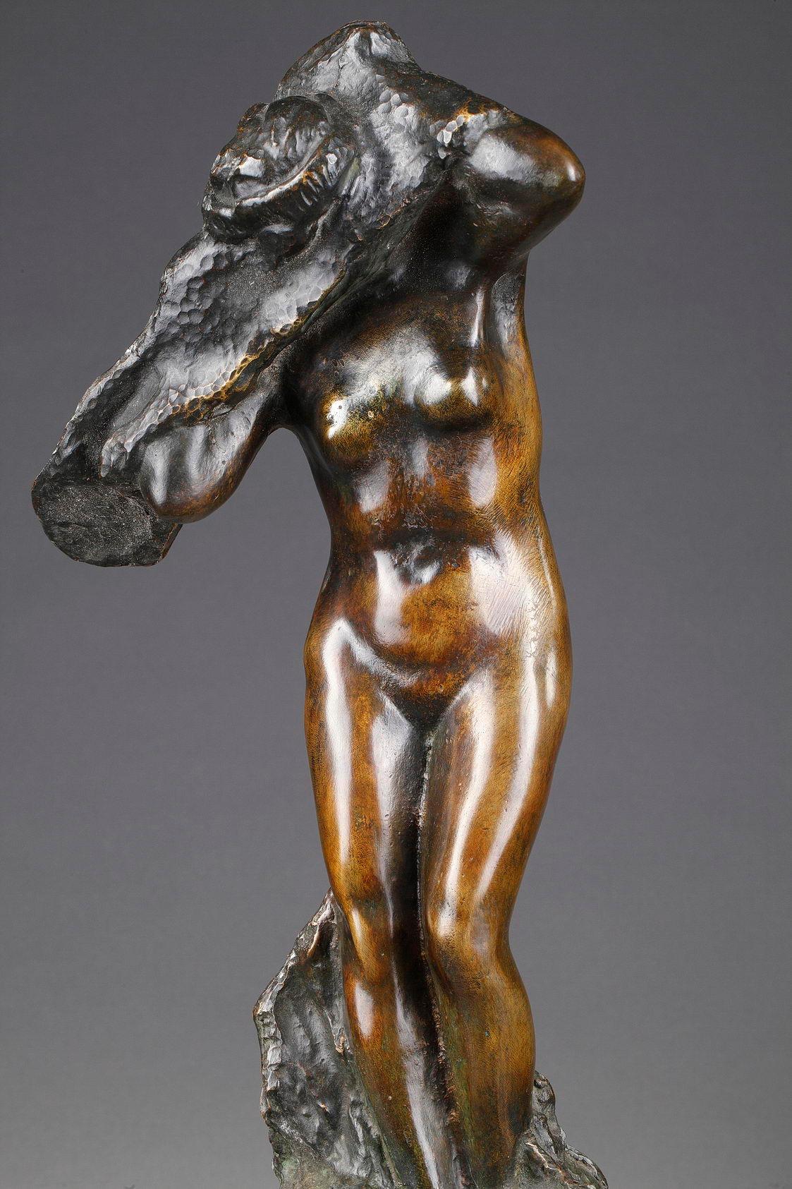Dressing Woman - Art Nouveau Sculpture by Georges Laëthier