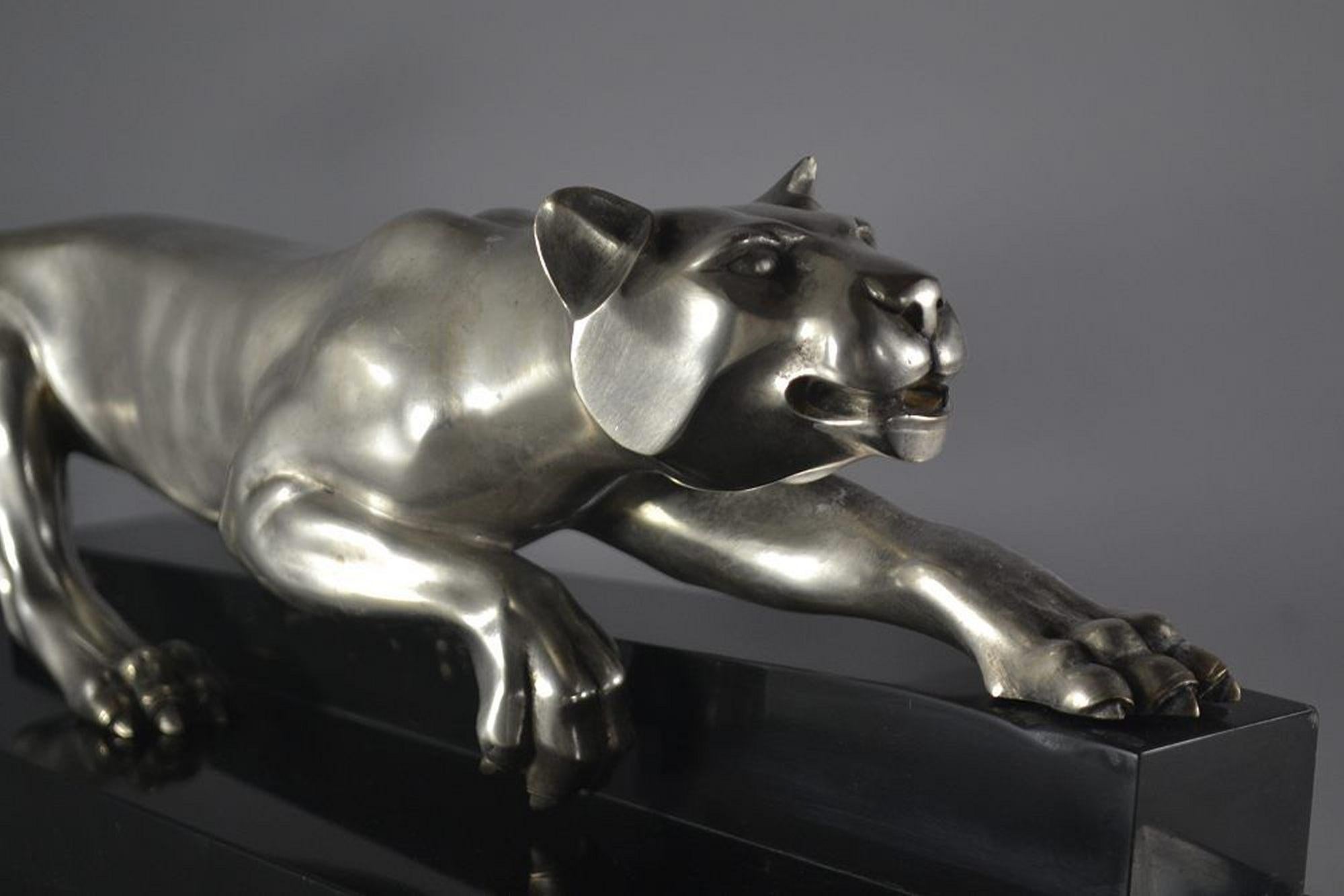 silver panther statue