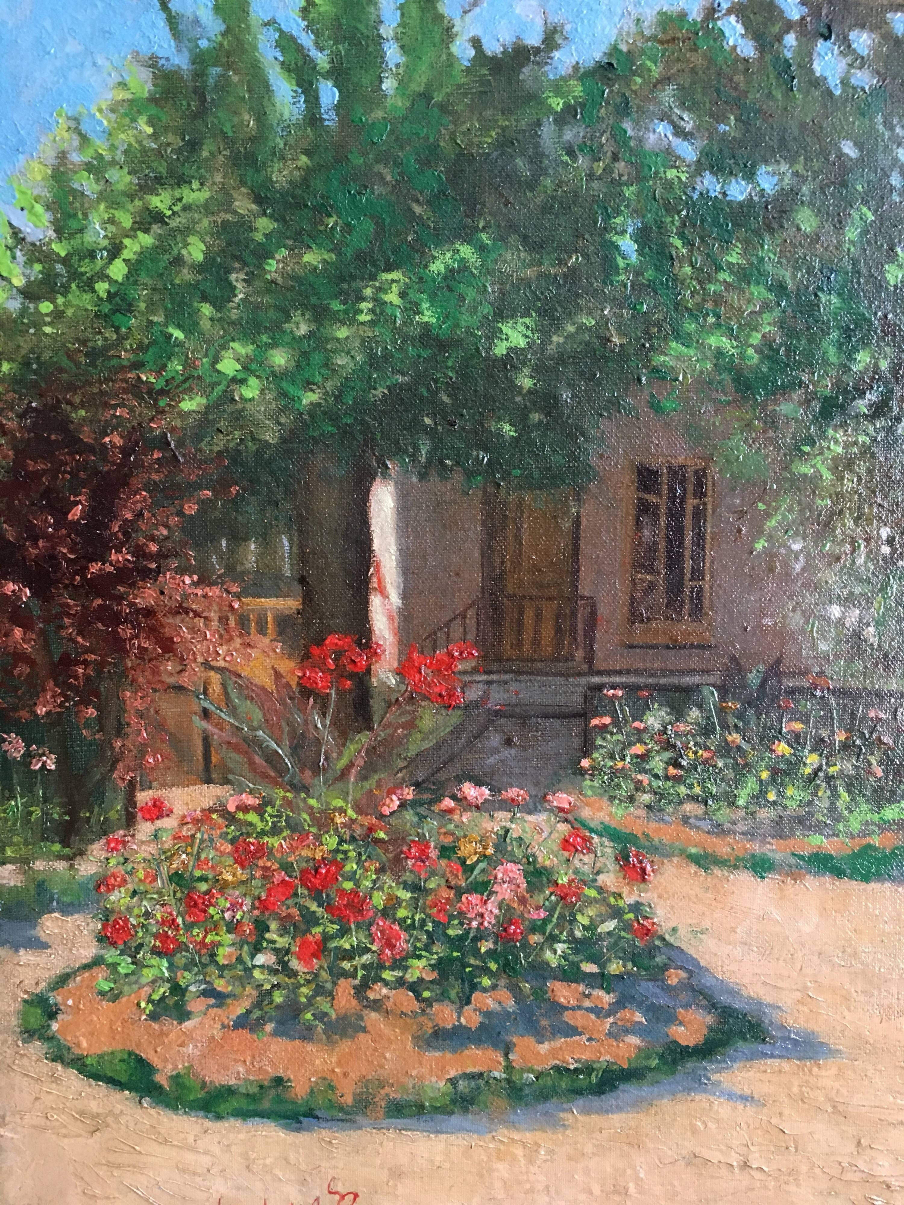 1930’s French Impressionist Oil Colourful Garden  1