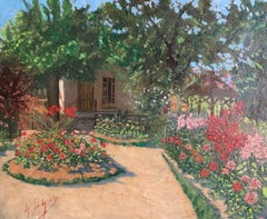 1930’s French Impressionist Oil Colourful Garden 