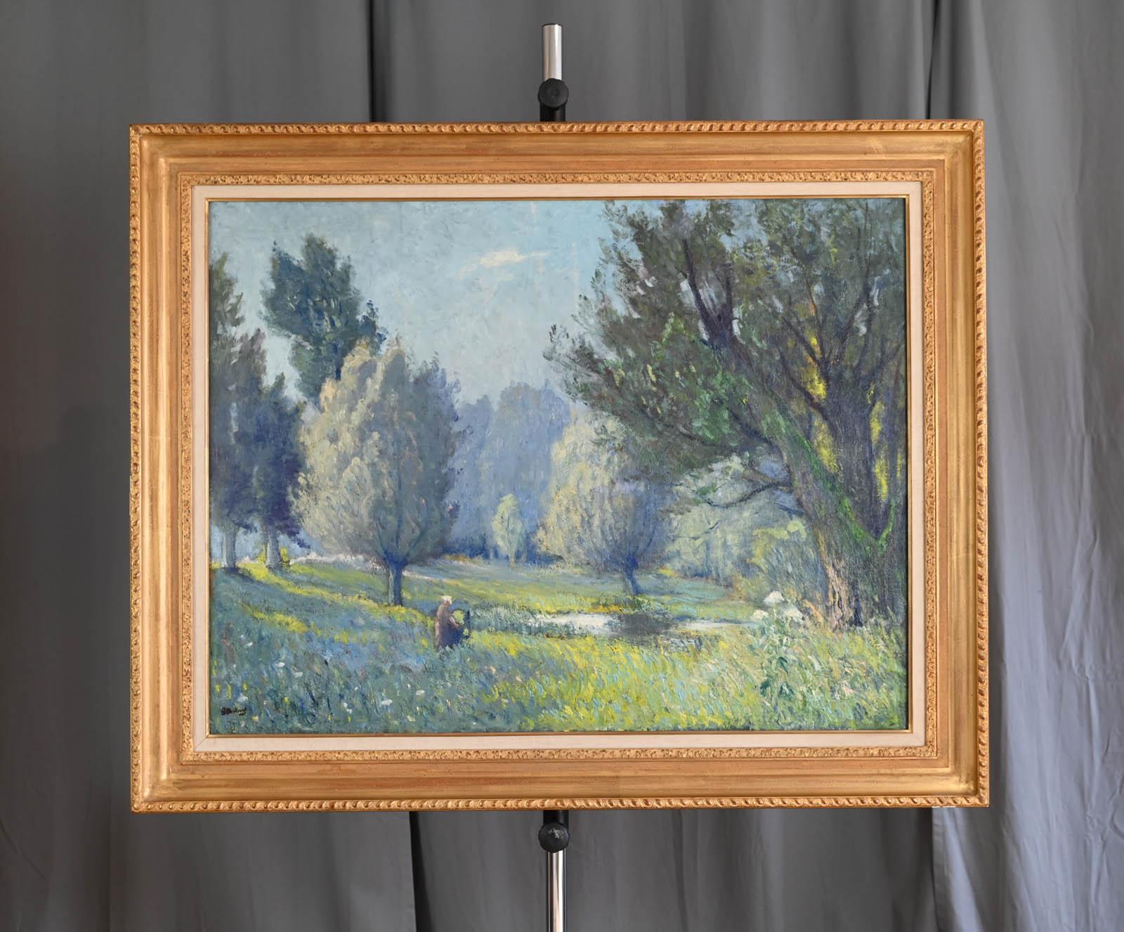 Les herbages dans la parc à Mondeville - Painting by Georges LE MEILLEUR