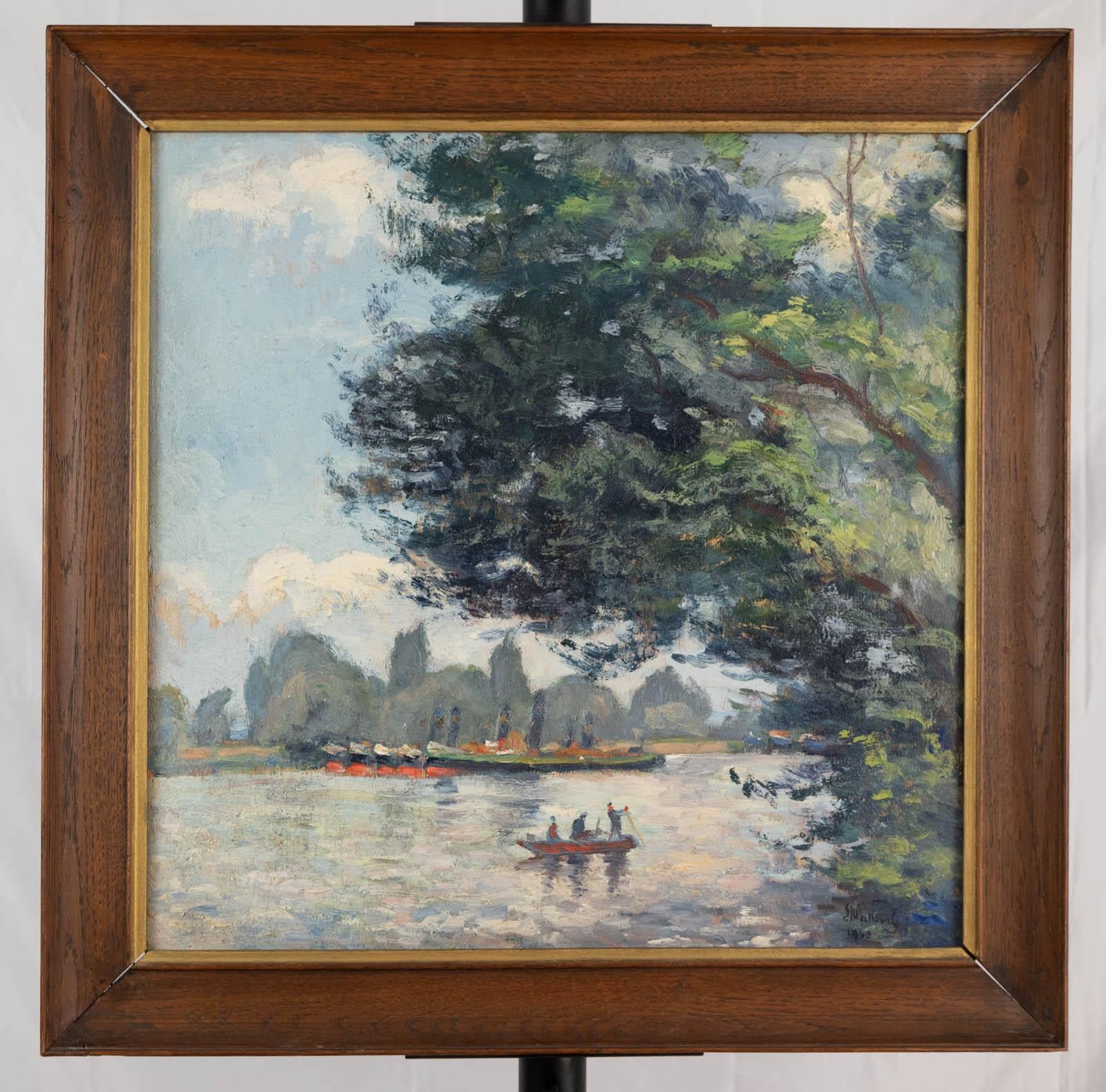 Remorqueur sur la Seine - Painting di Georges LE MEILLEUR