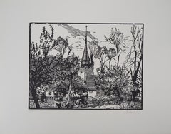 The Old Church's - Original-Holzschnitt, handschriftlich signiert