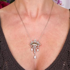 Georges Le Saché Vever Belle Époque Emerald Diamond Platinum and Gold Necklace