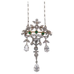 Georges Le Saché Vever Belle Époque Emerald Diamond Platinum and Gold Necklace