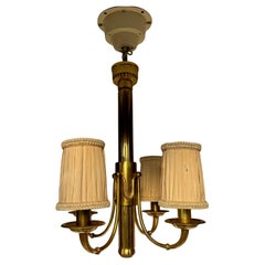 Georges Leleu and Petitot Art Deco Chandelier and Pair of Wall Sconces