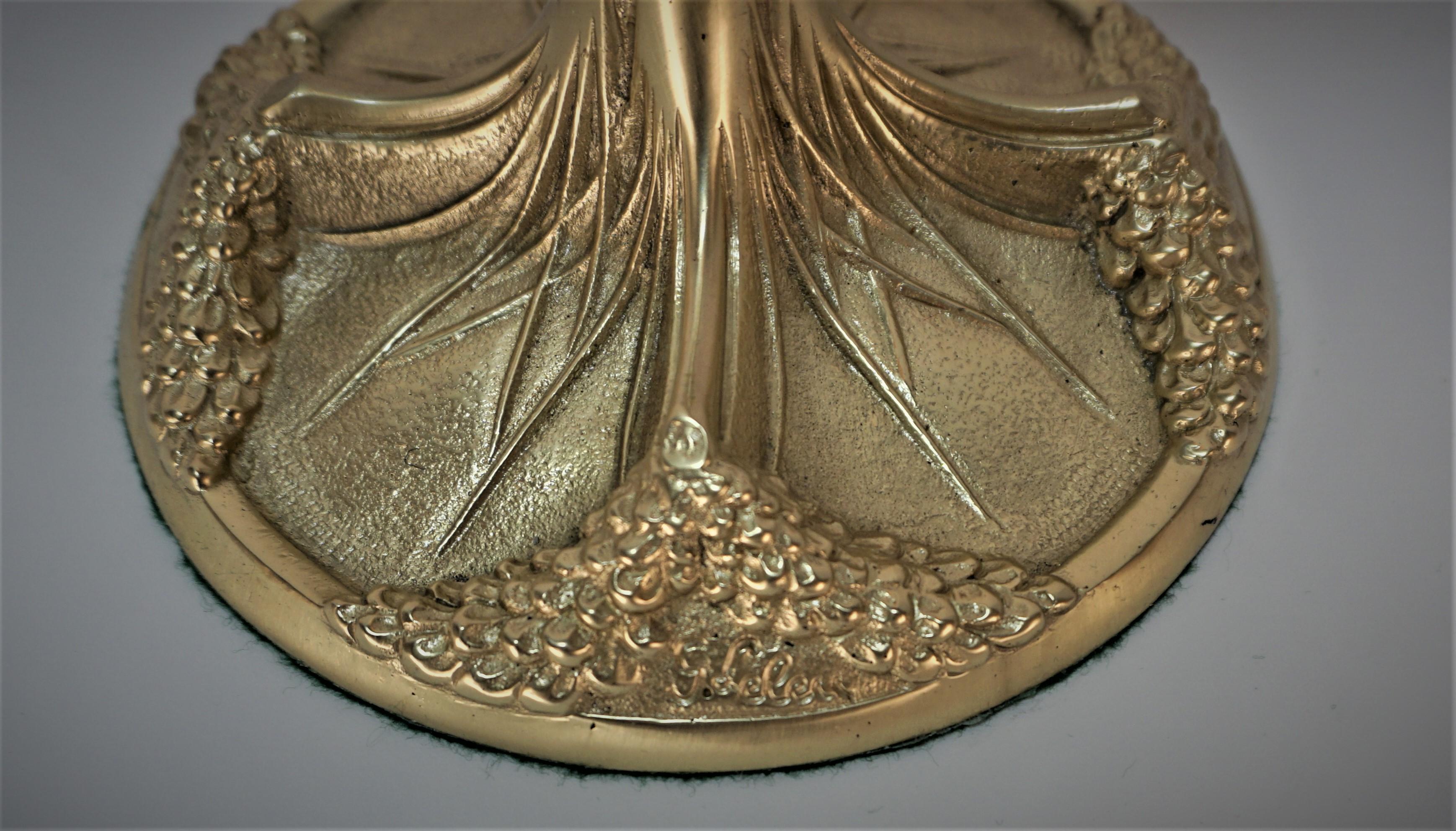 Französische Jugendstil-Tischlampe aus Bronze von Georges Leleu- Daum Nancy (Frühes 20. Jahrhundert) im Angebot