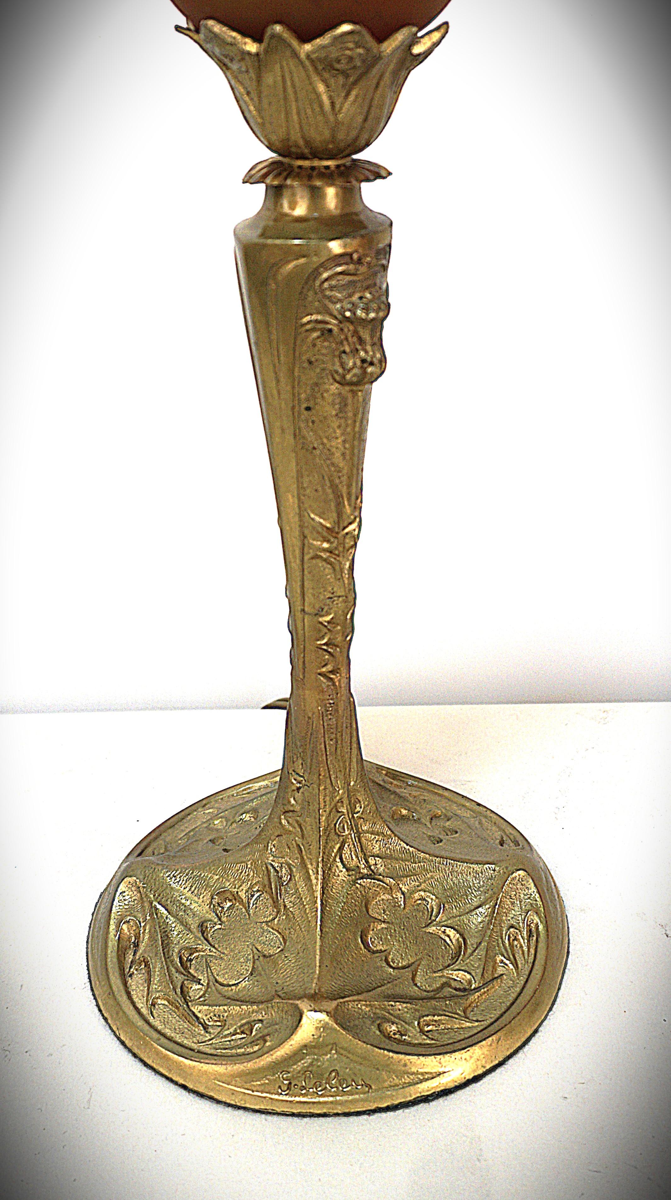 Georges Leleu- Daum Nancy French Art Nouveau Bronze Table Lamp 2