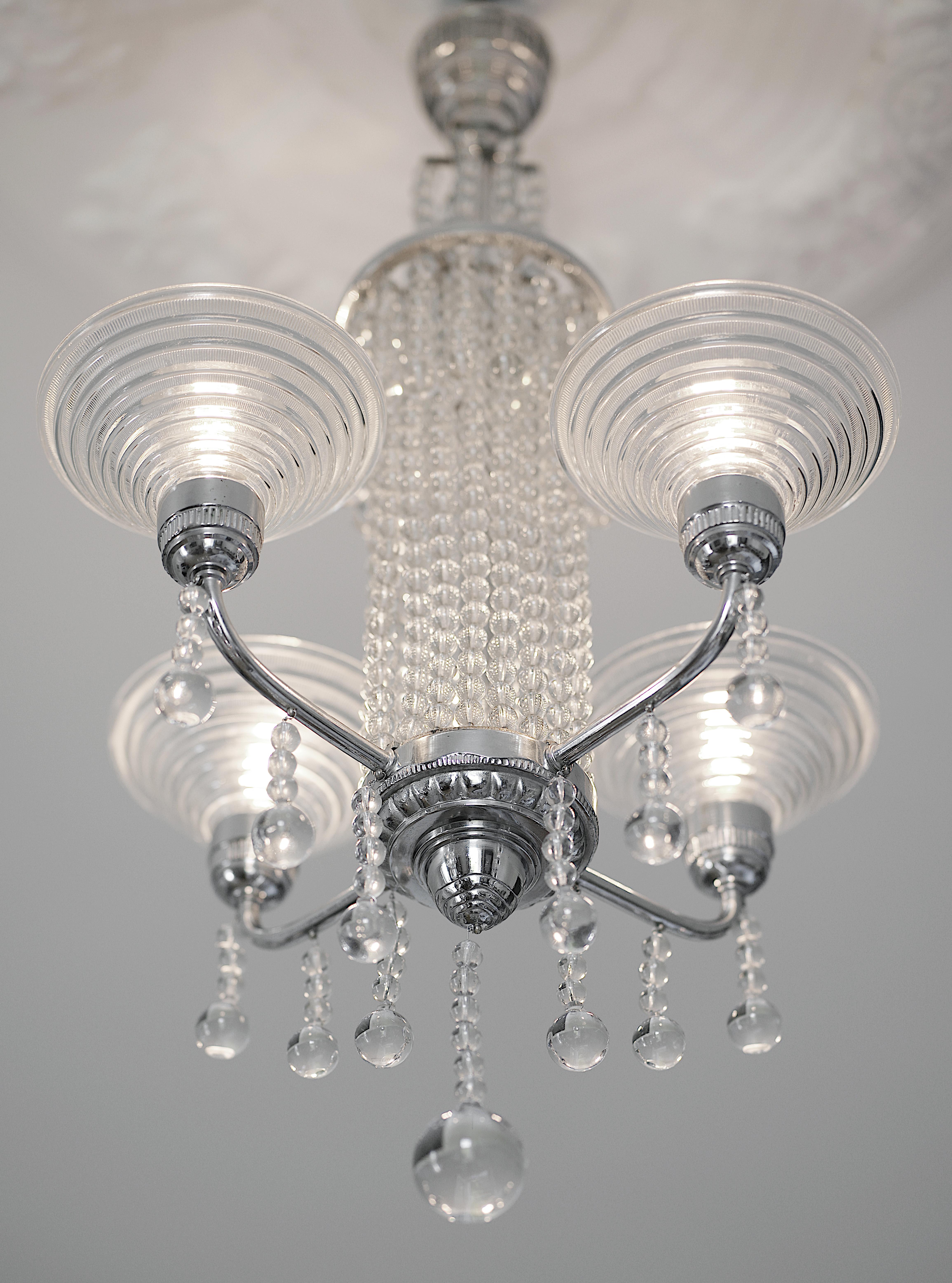 Georges LELEU French Art Deco chandelier, 1920s For Sale 5