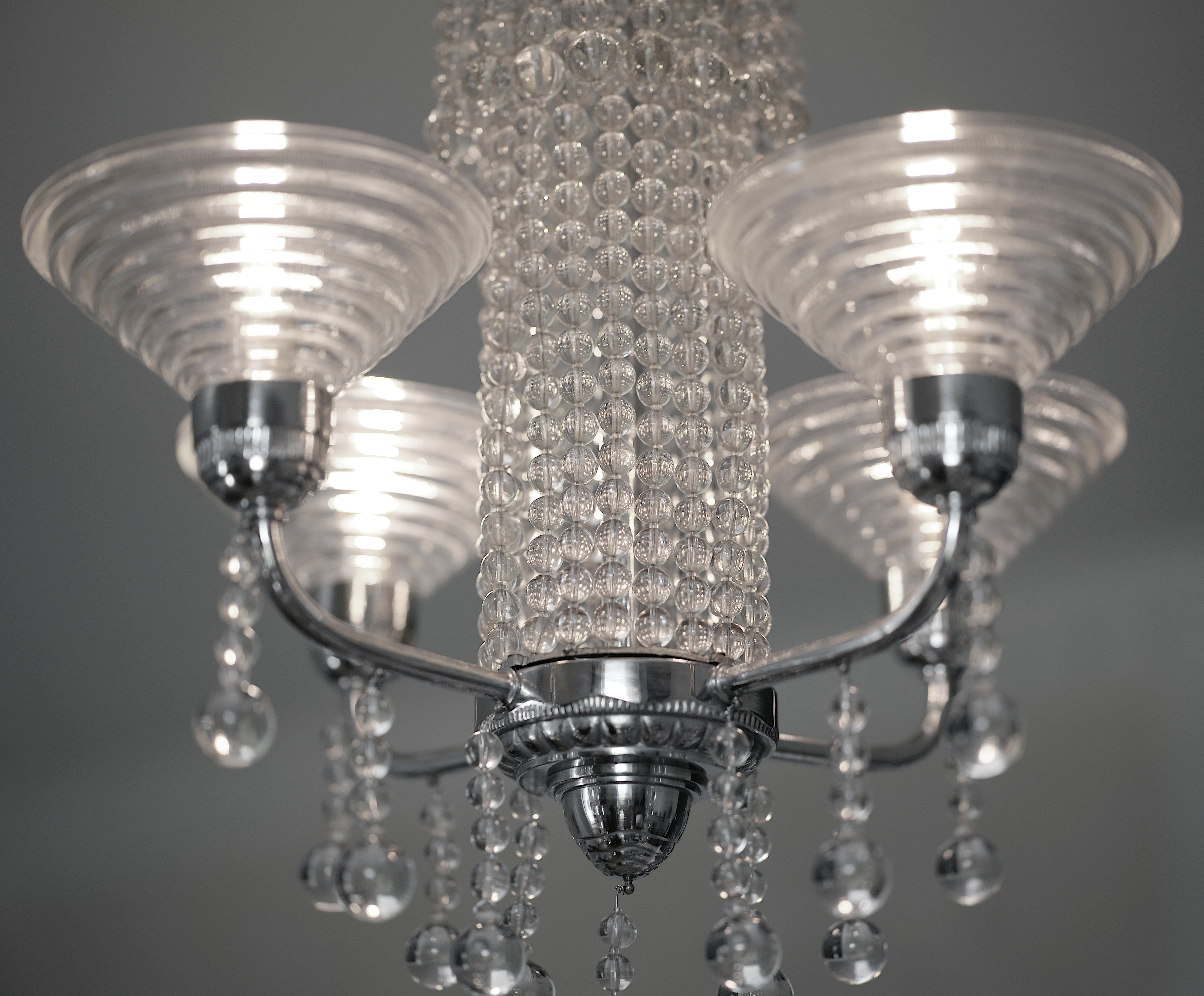 Georges LELEU French Art Deco chandelier, 1920s For Sale 6