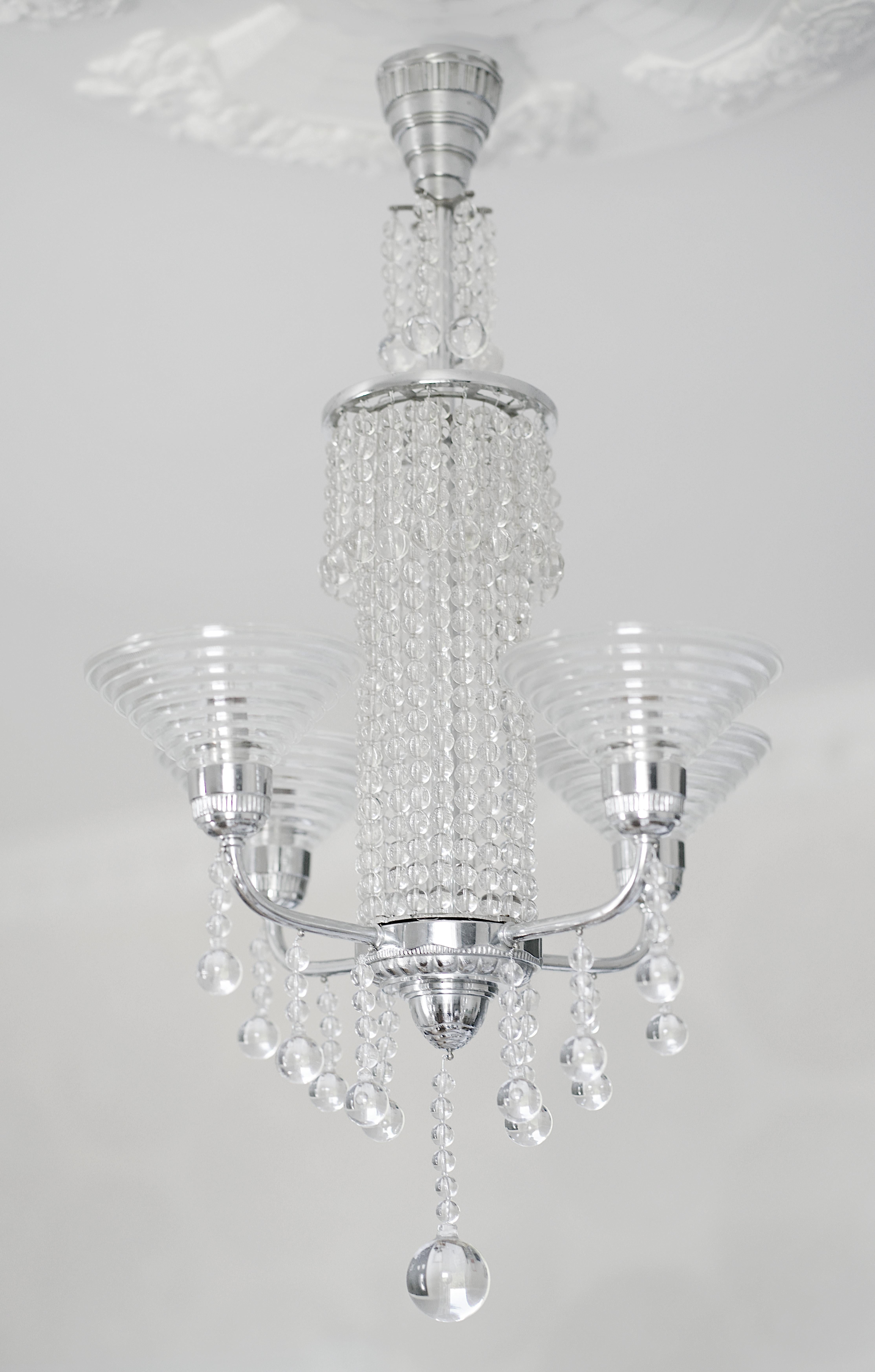 Early 20th Century Georges LELEU French Art Deco chandelier, 1920s For Sale