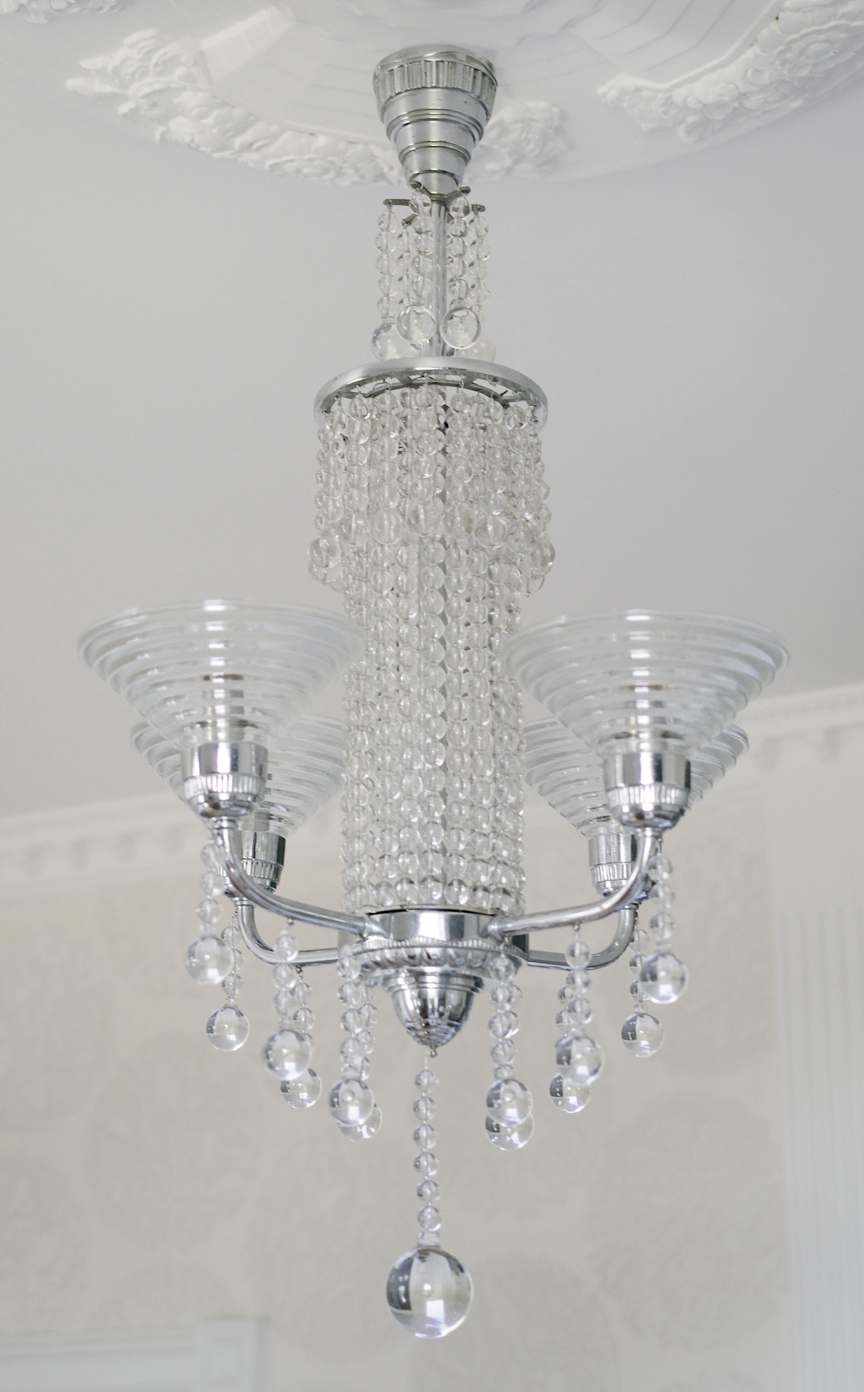 Georges LELEU French Art Deco chandelier, 1920s For Sale 1
