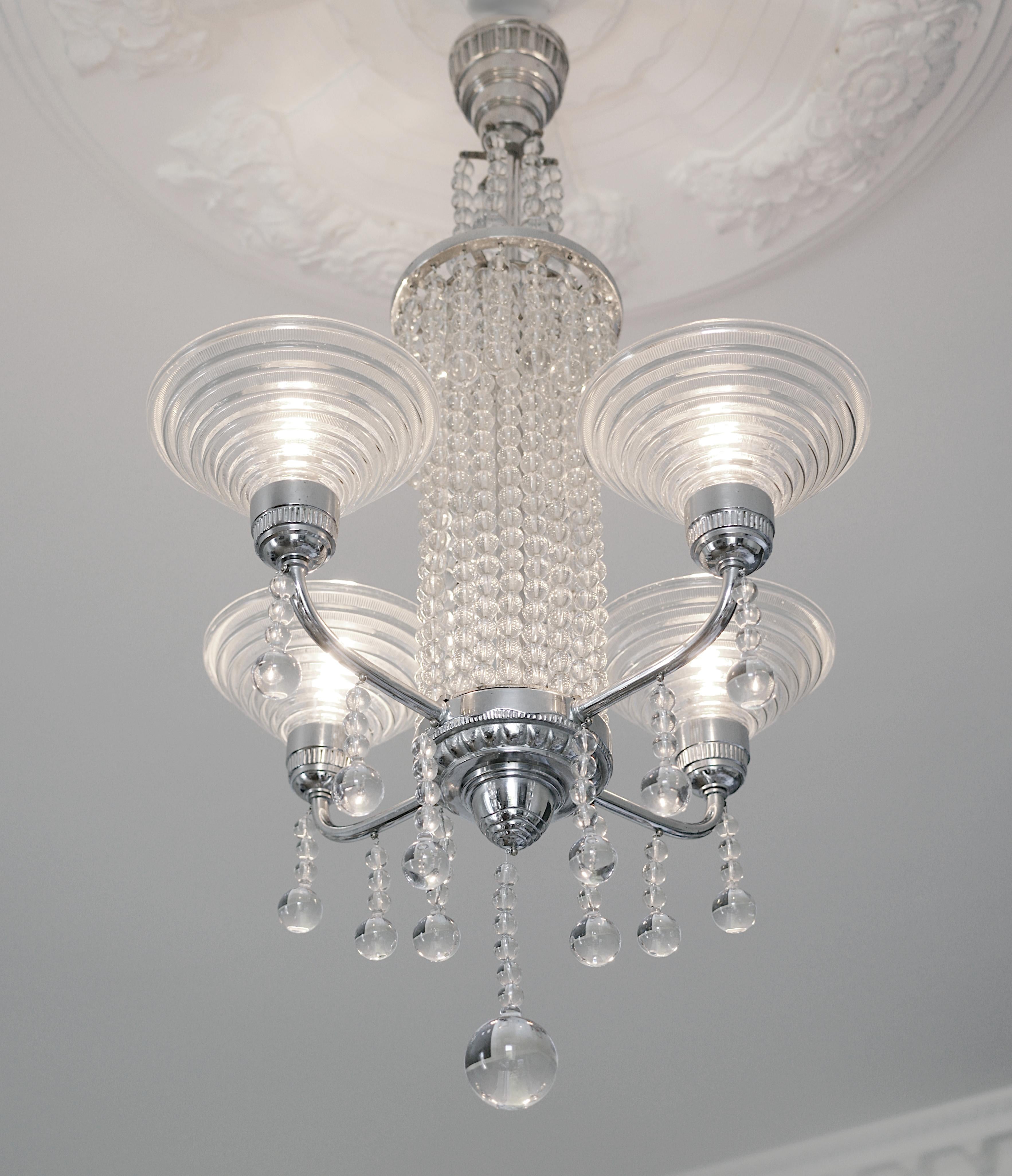 Georges LELEU French Art Deco chandelier, 1920s For Sale 2