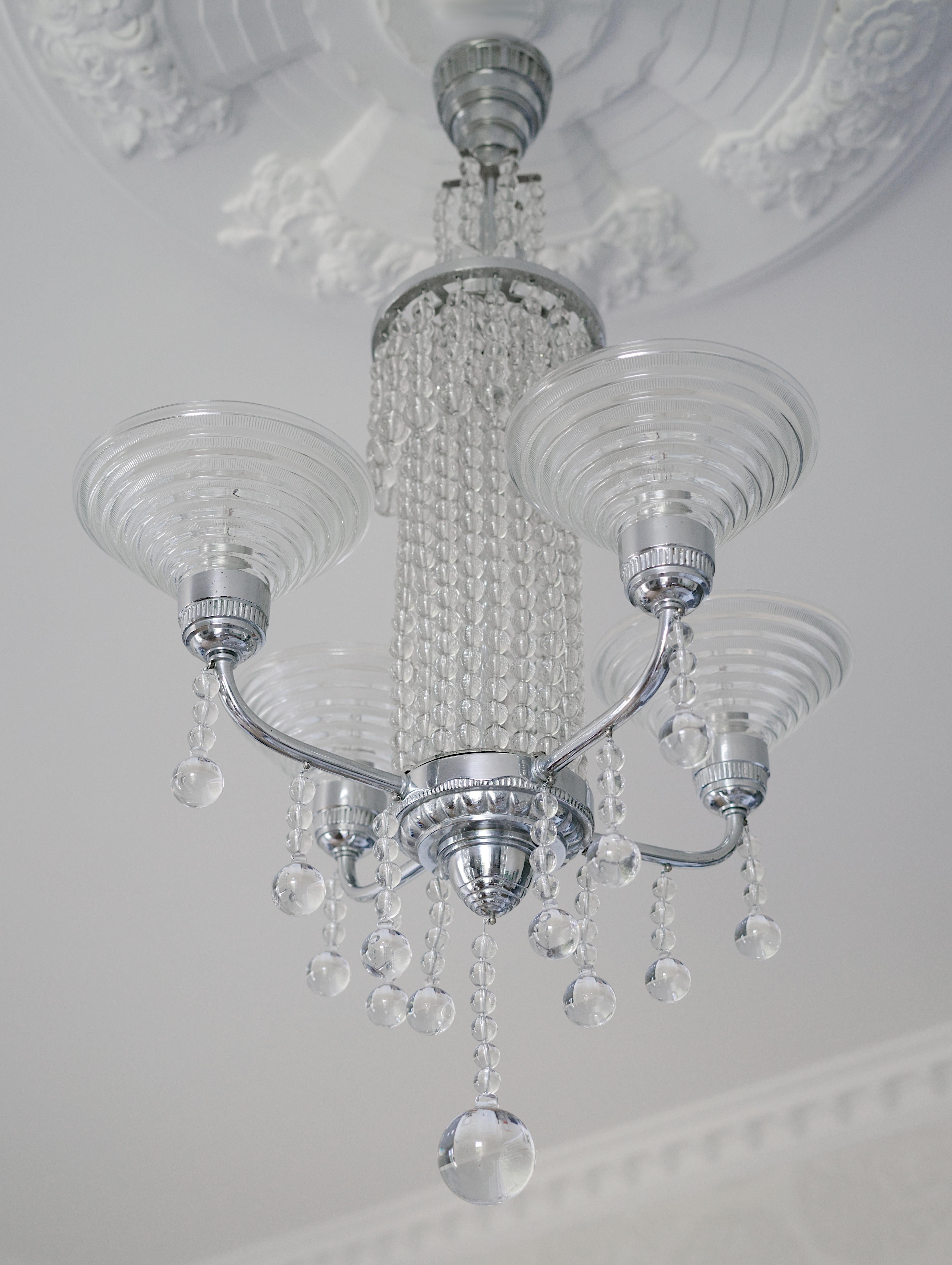 Georges LELEU French Art Deco chandelier, 1920s For Sale 3