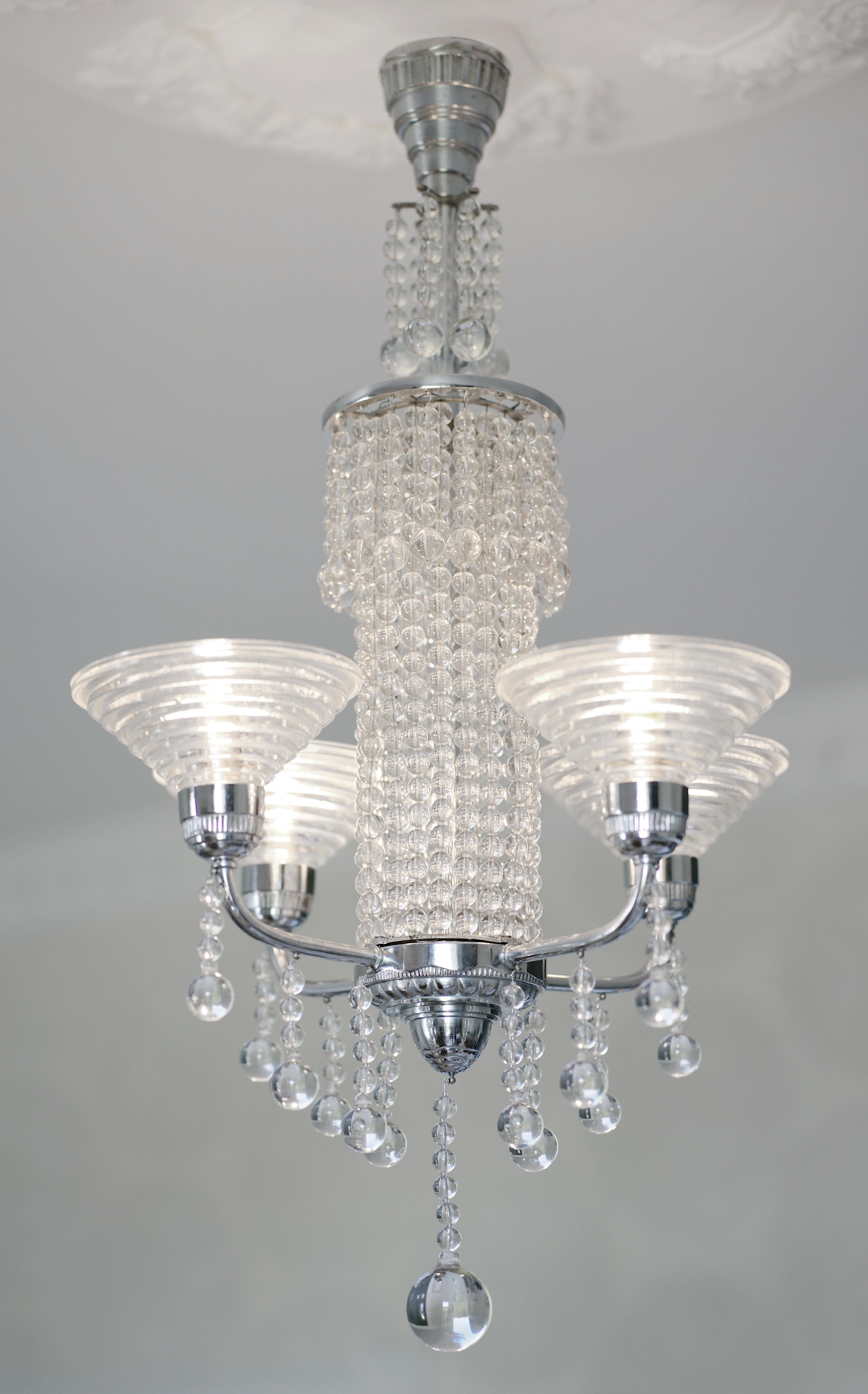 Georges LELEU French Art Deco chandelier, 1920s For Sale 4