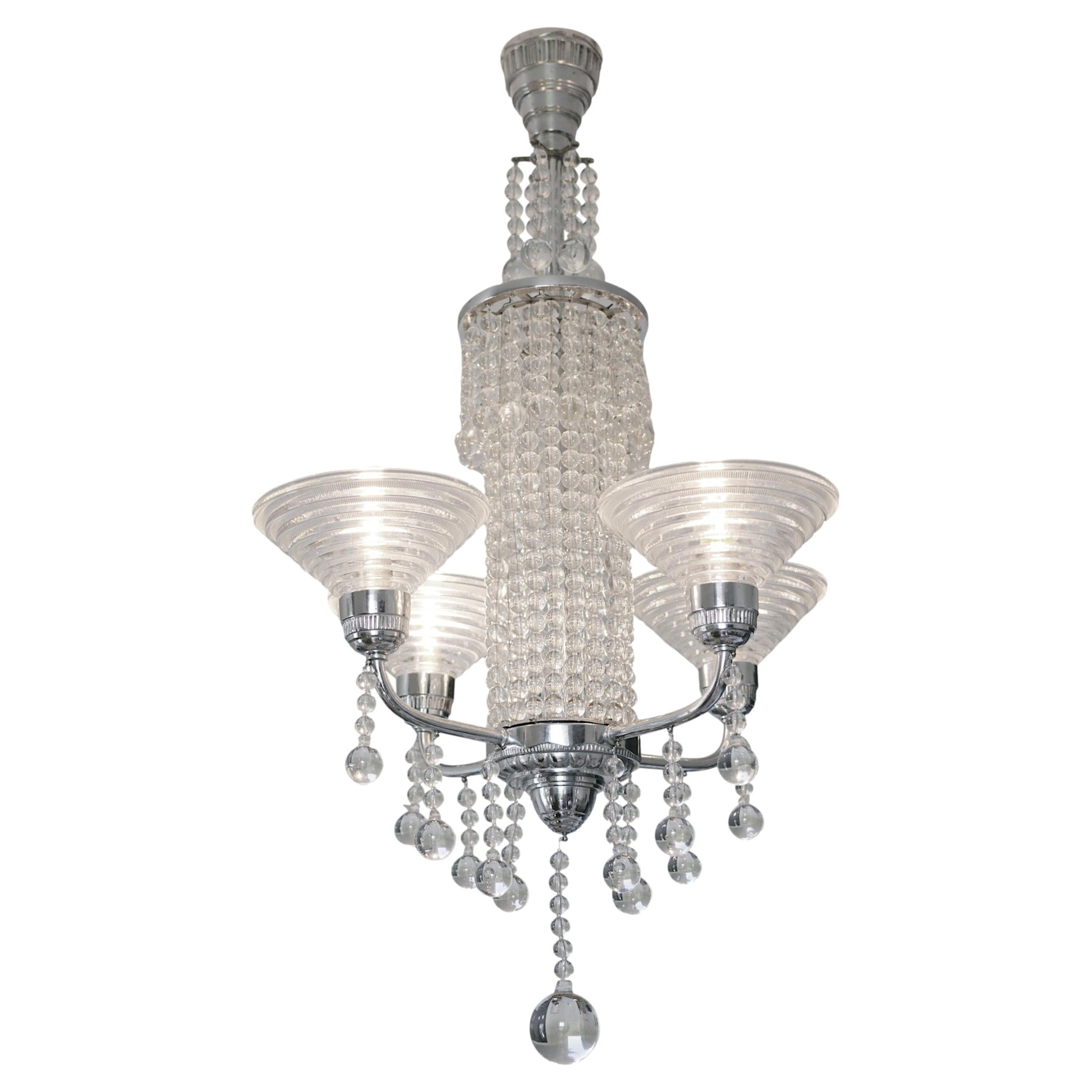 Georges LELEU French Art Deco chandelier, 1920s For Sale