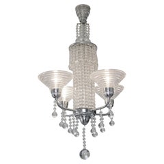 Used Georges LELEU French Art Deco chandelier, 1920s