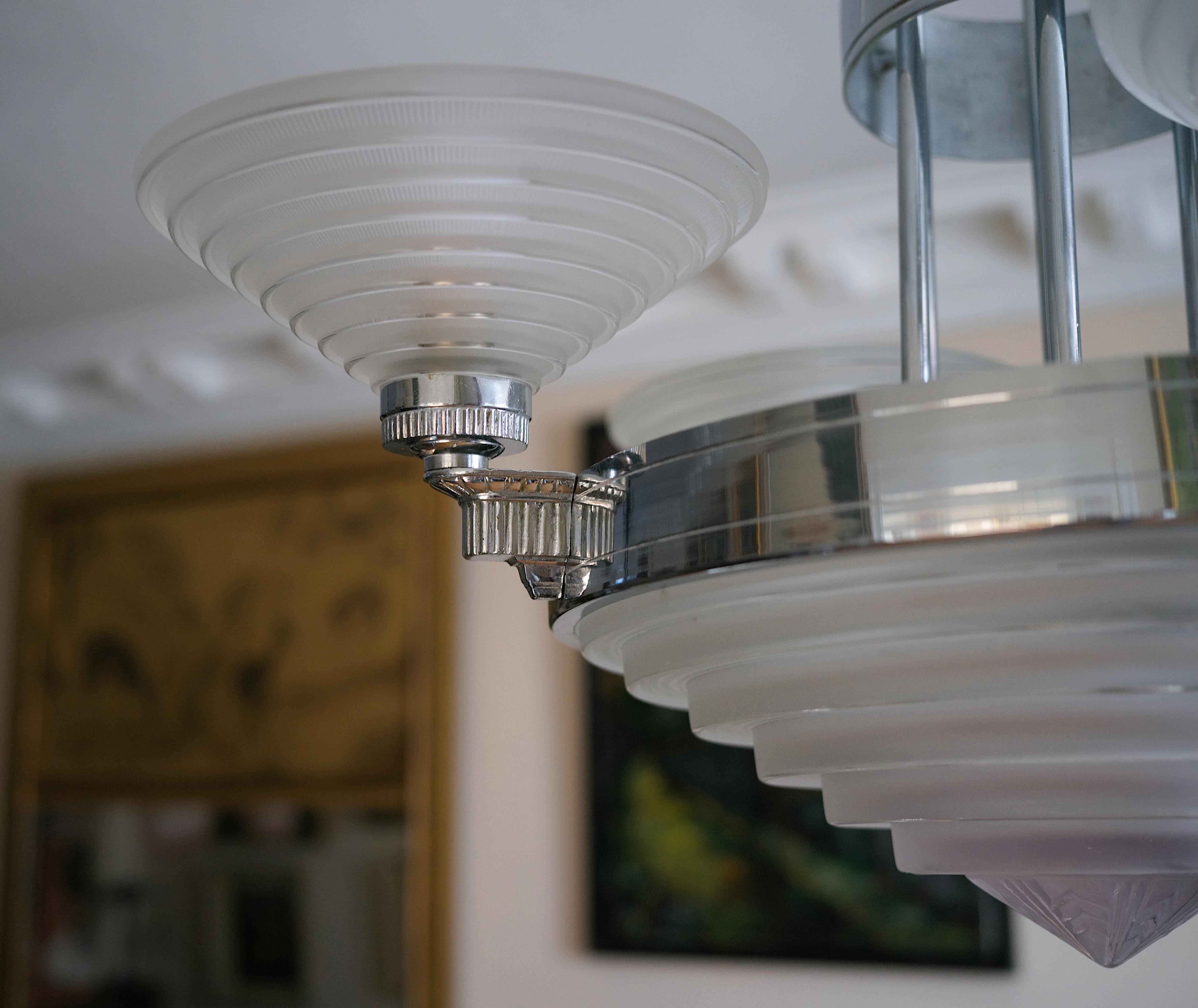 Lampadario Art Deco Modernista Francese Georges Leleu, 1920 in vendita 6