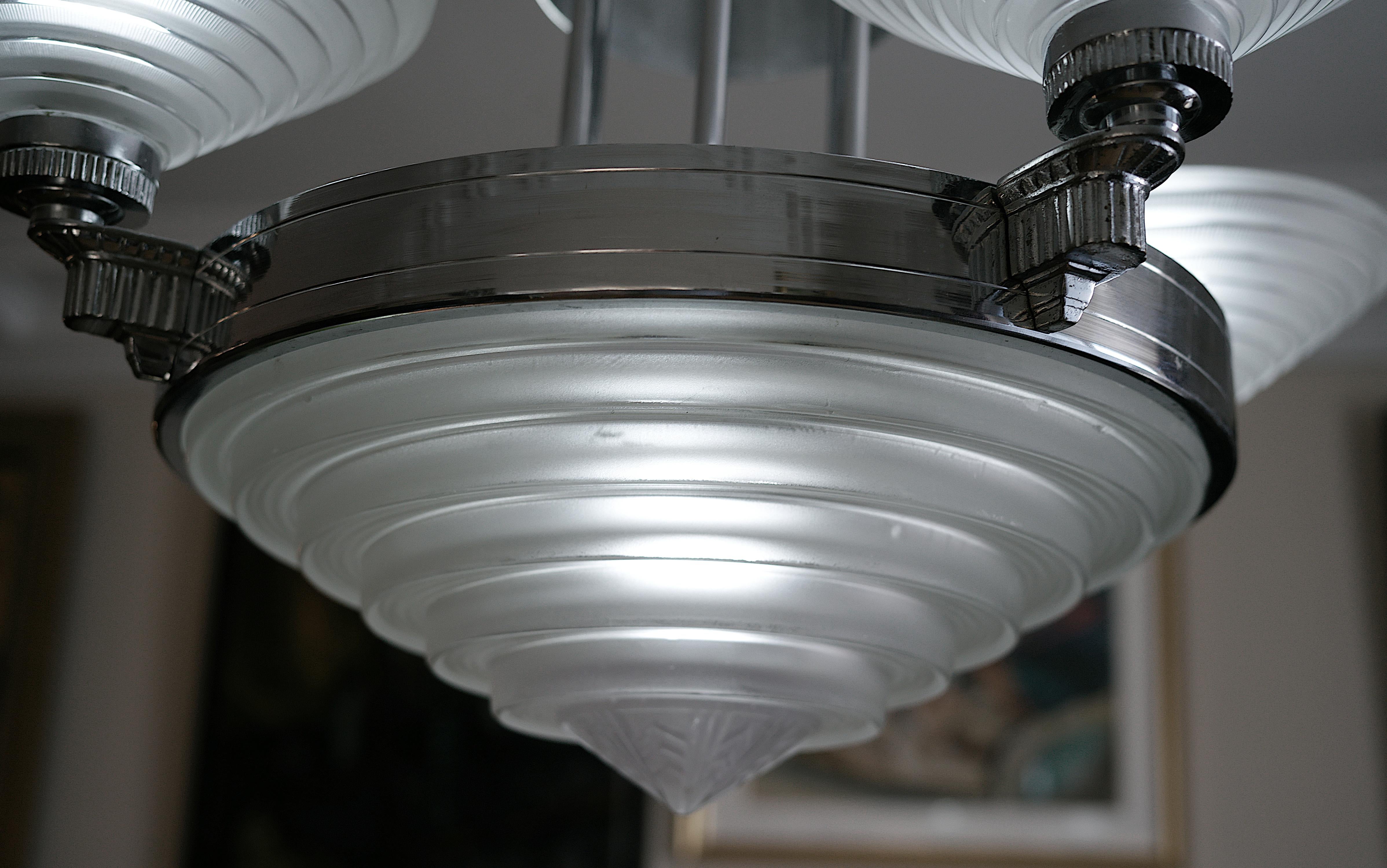Lampadario Art Deco Modernista Francese Georges Leleu, 1920 in vendita 10