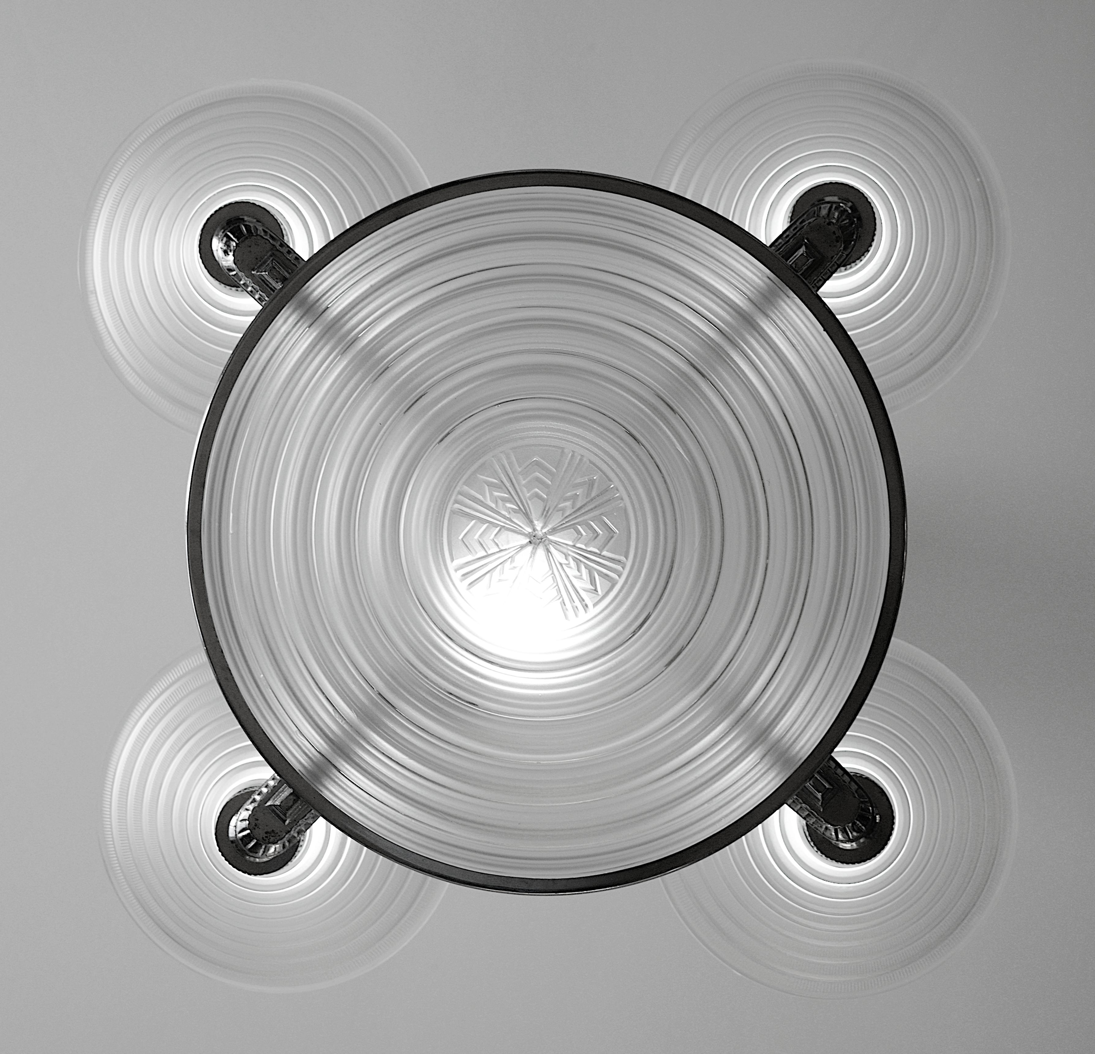 Early 20th Century Georges LELEU French Art Deco Modernist Chandelier, 1920s For Sale