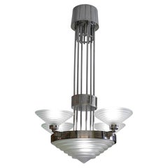 Georges LELEU French Art Deco Modernist Chandelier, 1920