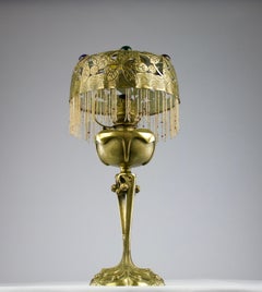 Georges Leleu / L.R. Apollon, Antique Oil Lamp, French Art Nouveau 19th Century