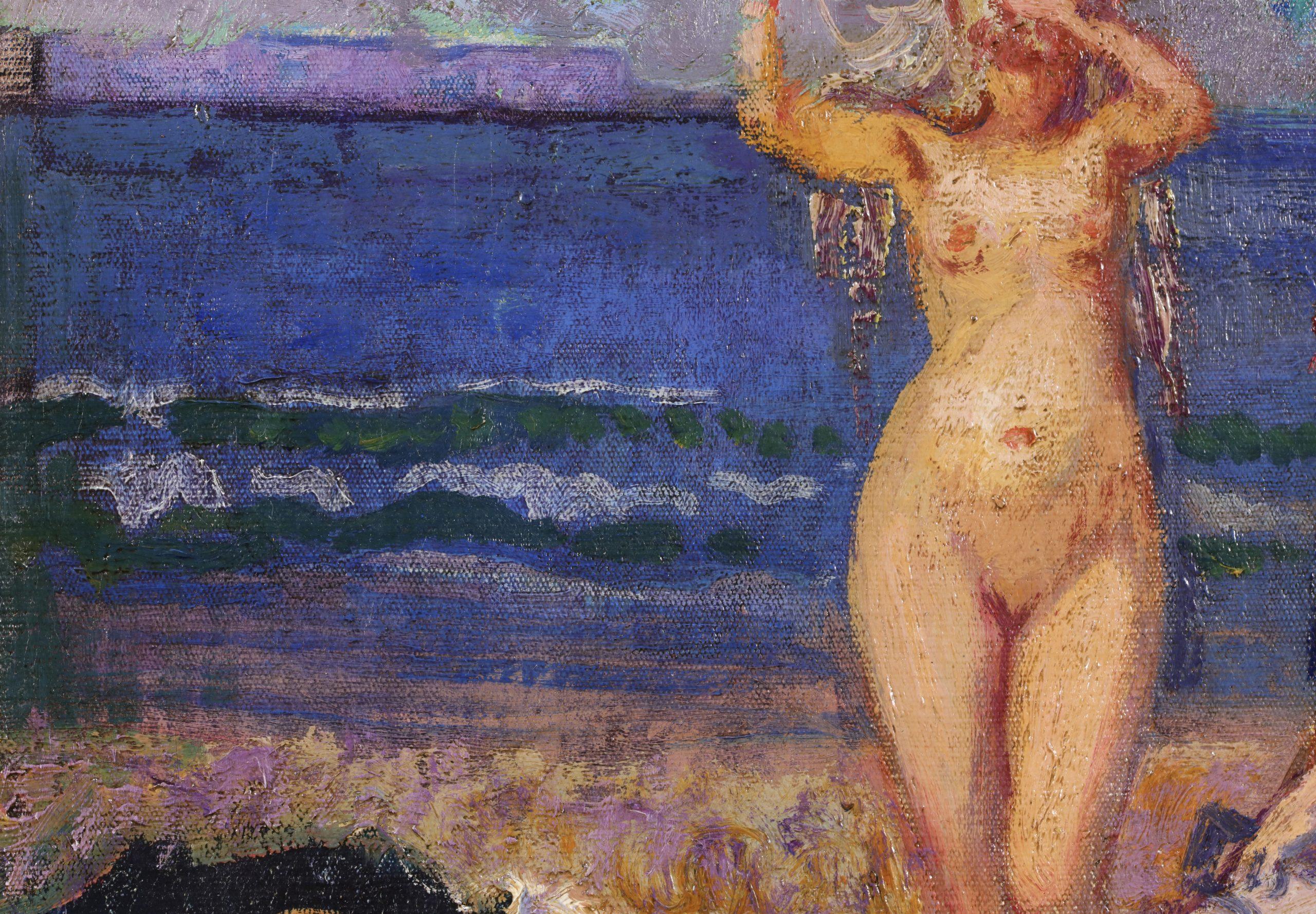 Les Baigneuses - Nudi neo-impressionisti in paesaggi ad olio di Georges Lemmen in vendita 9