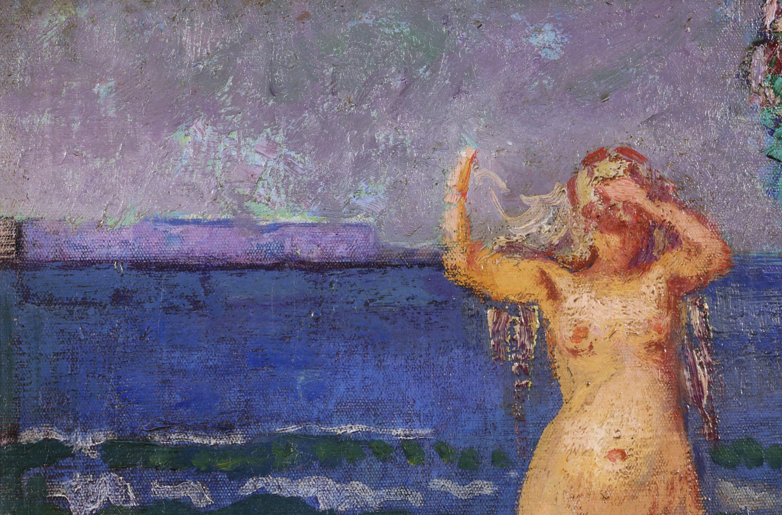 Les Baigneuses - Nudi neo-impressionisti in paesaggi ad olio di Georges Lemmen in vendita 10