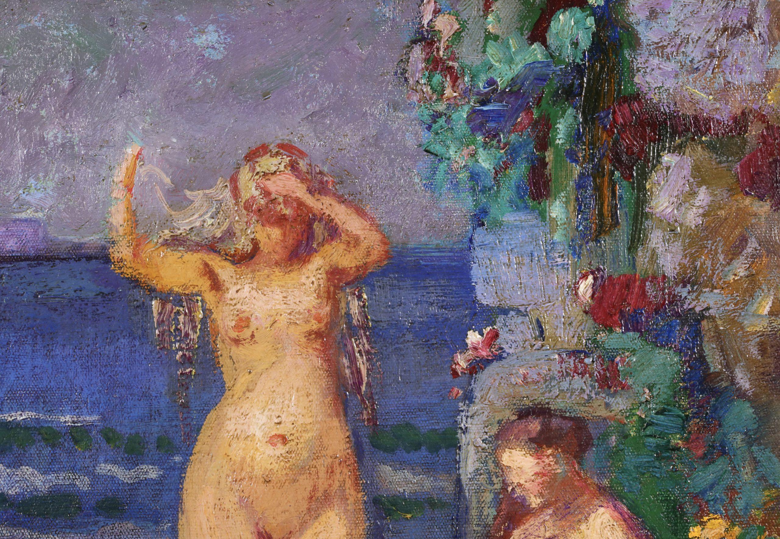 Les Baigneuses - Nudi neo-impressionisti in paesaggi ad olio di Georges Lemmen in vendita 11