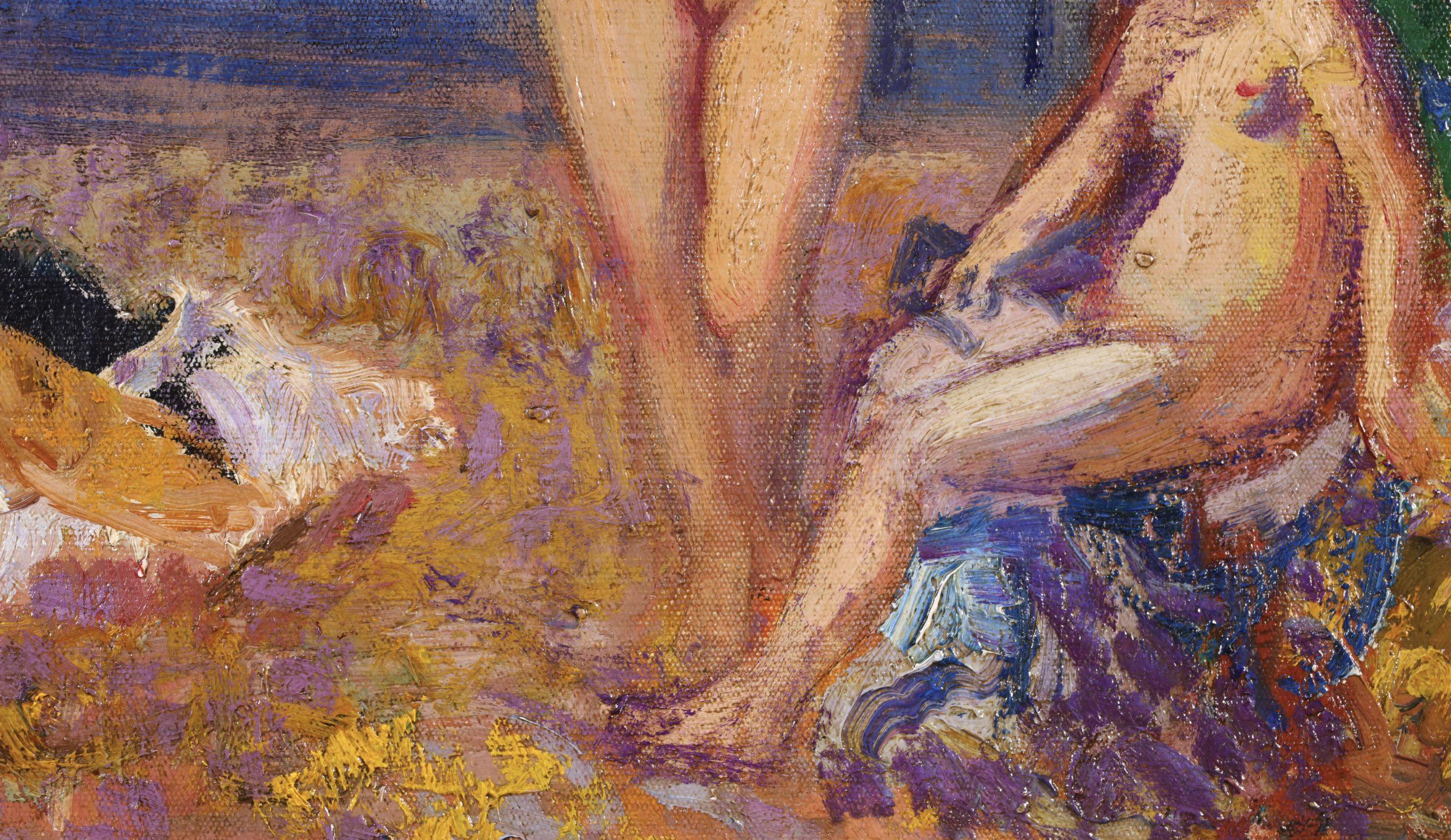 Les Baigneuses - Nudi neo-impressionisti in paesaggi ad olio di Georges Lemmen in vendita 2