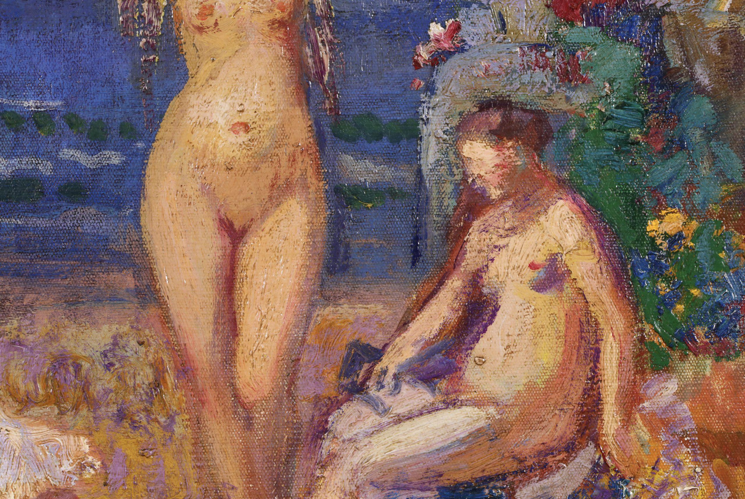 Les Baigneuses - Nudi neo-impressionisti in paesaggi ad olio di Georges Lemmen in vendita 5