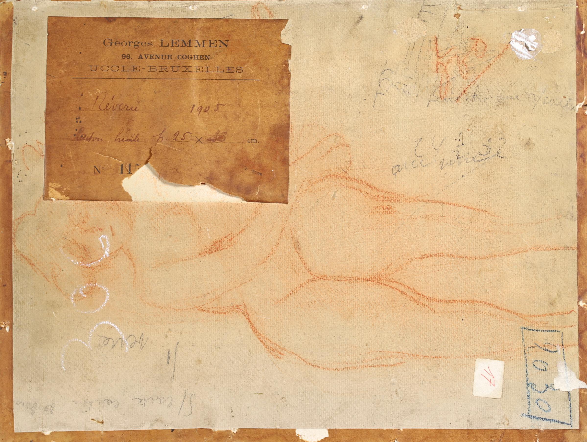 Reverie - Peinture à l'huile figurative néo-impressionniste d'un nu de Georges Lemmen en vente 9