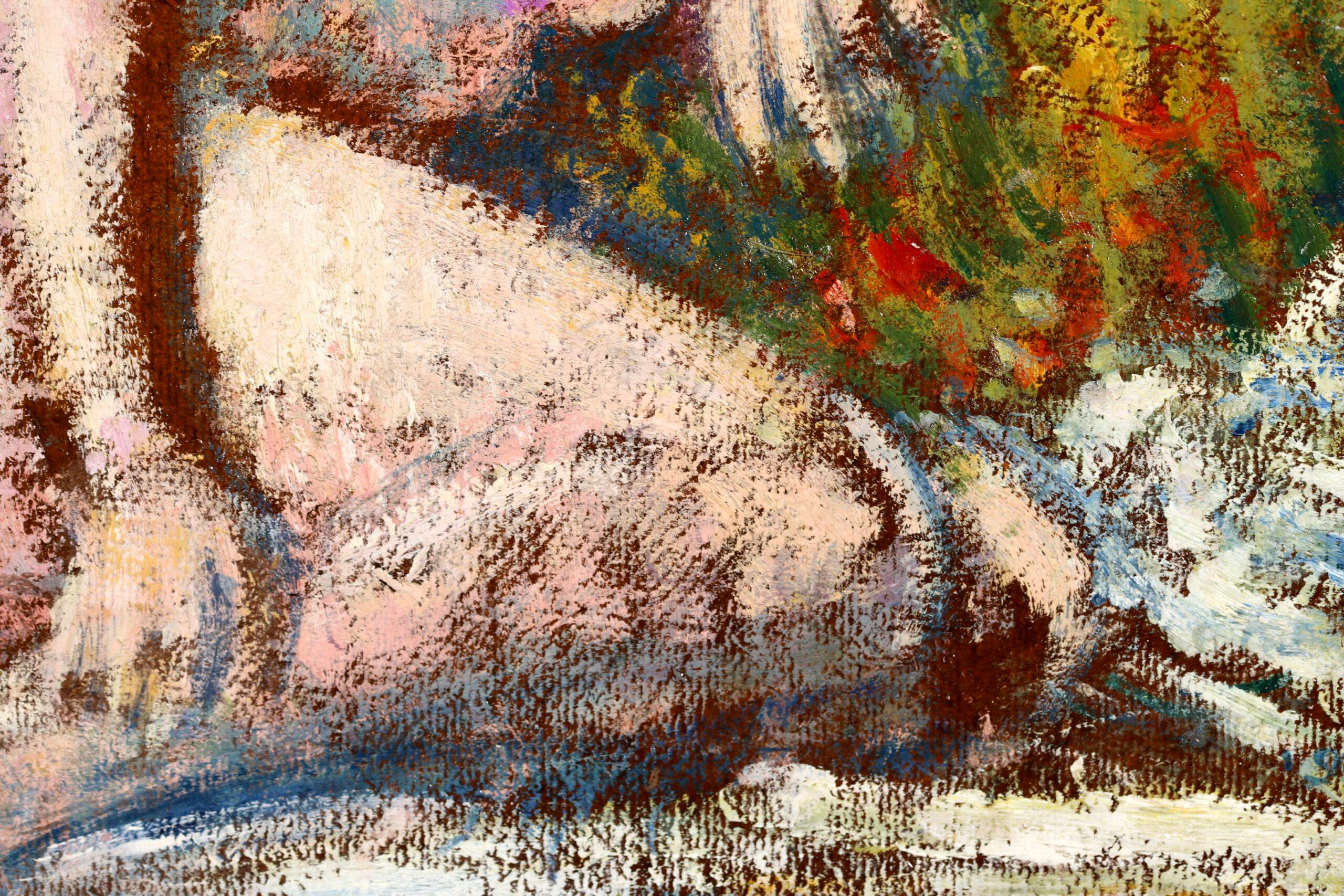 Reverie - Peinture à l'huile figurative néo-impressionniste d'un nu de Georges Lemmen en vente 4