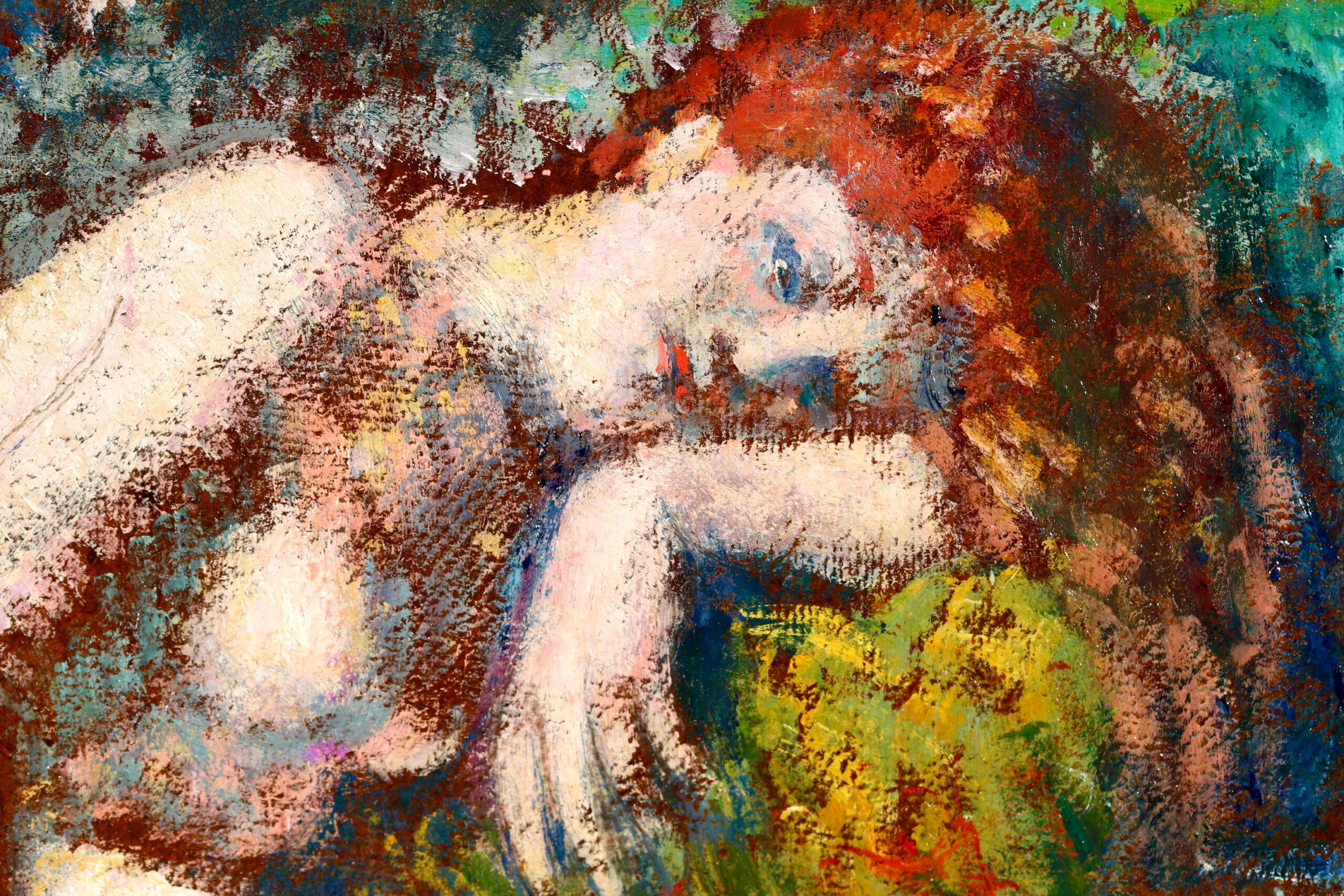 Reverie - Peinture à l'huile figurative néo-impressionniste d'un nu de Georges Lemmen en vente 6