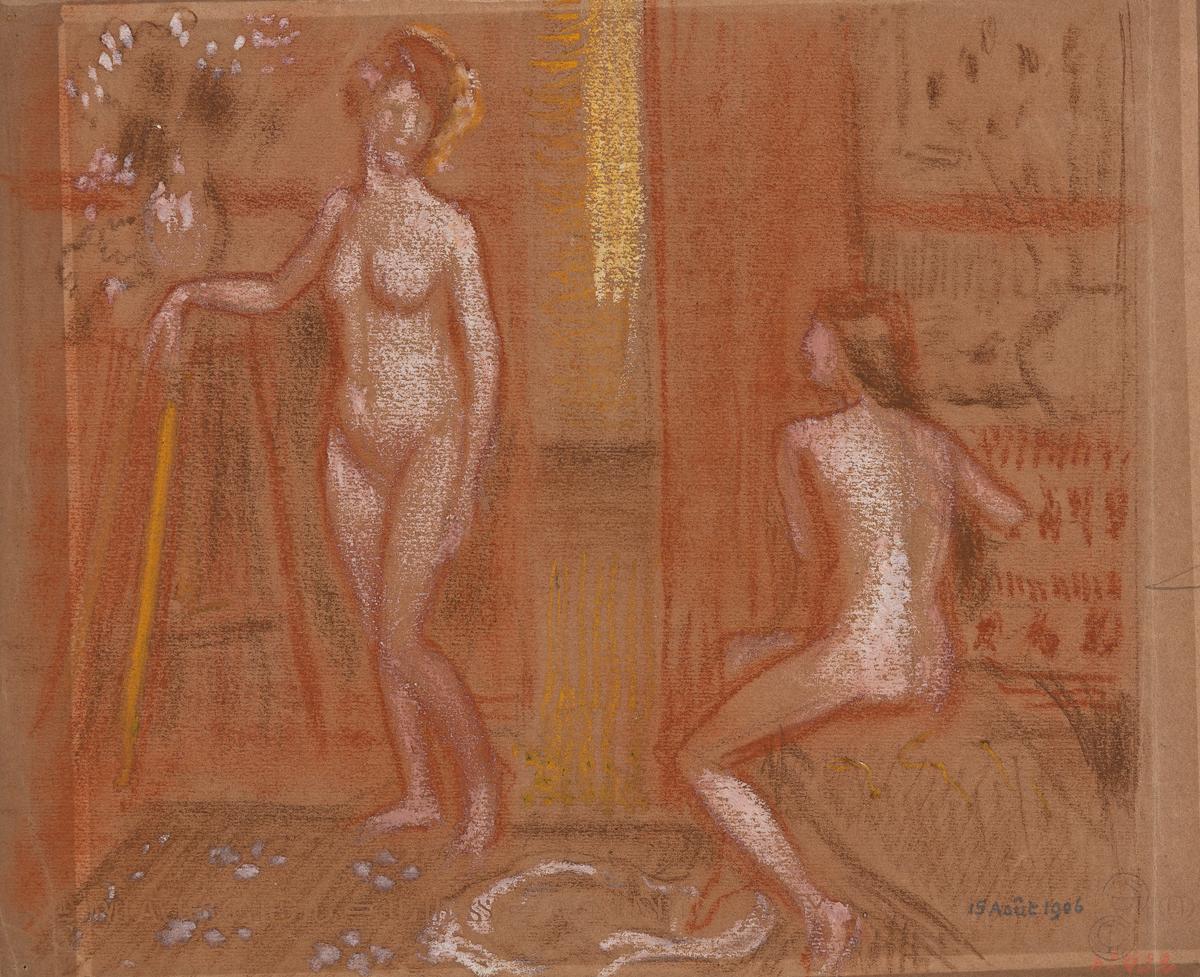 Georges Lemmen Figurative Print - Deux modèles nus