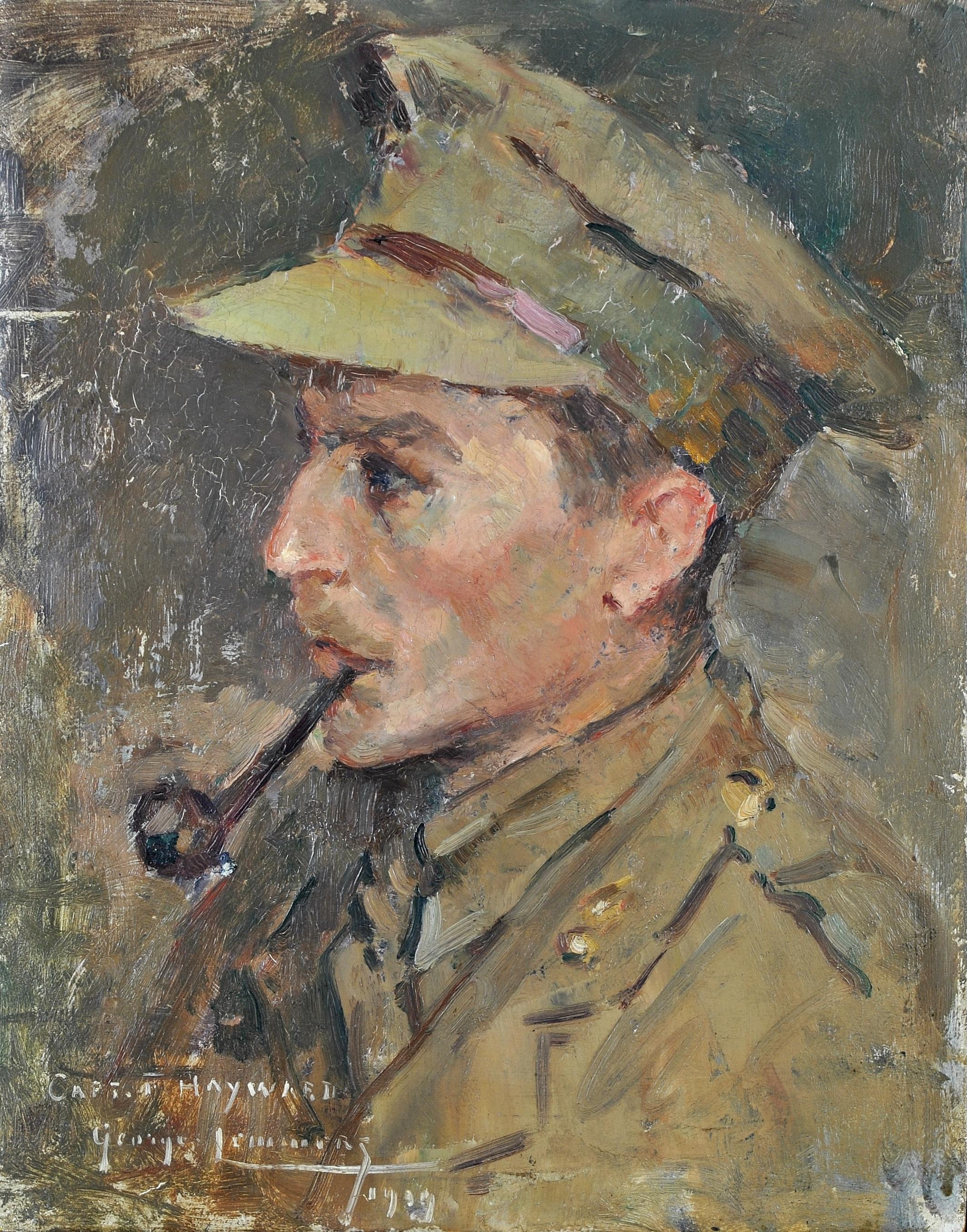 Captain Hayward - Impressionist Antique Military Officer Portrait Oil Painting 1