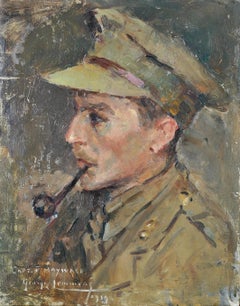 Captain Hayward - Impressionist Antique Military Officer Portrait Oil Painting