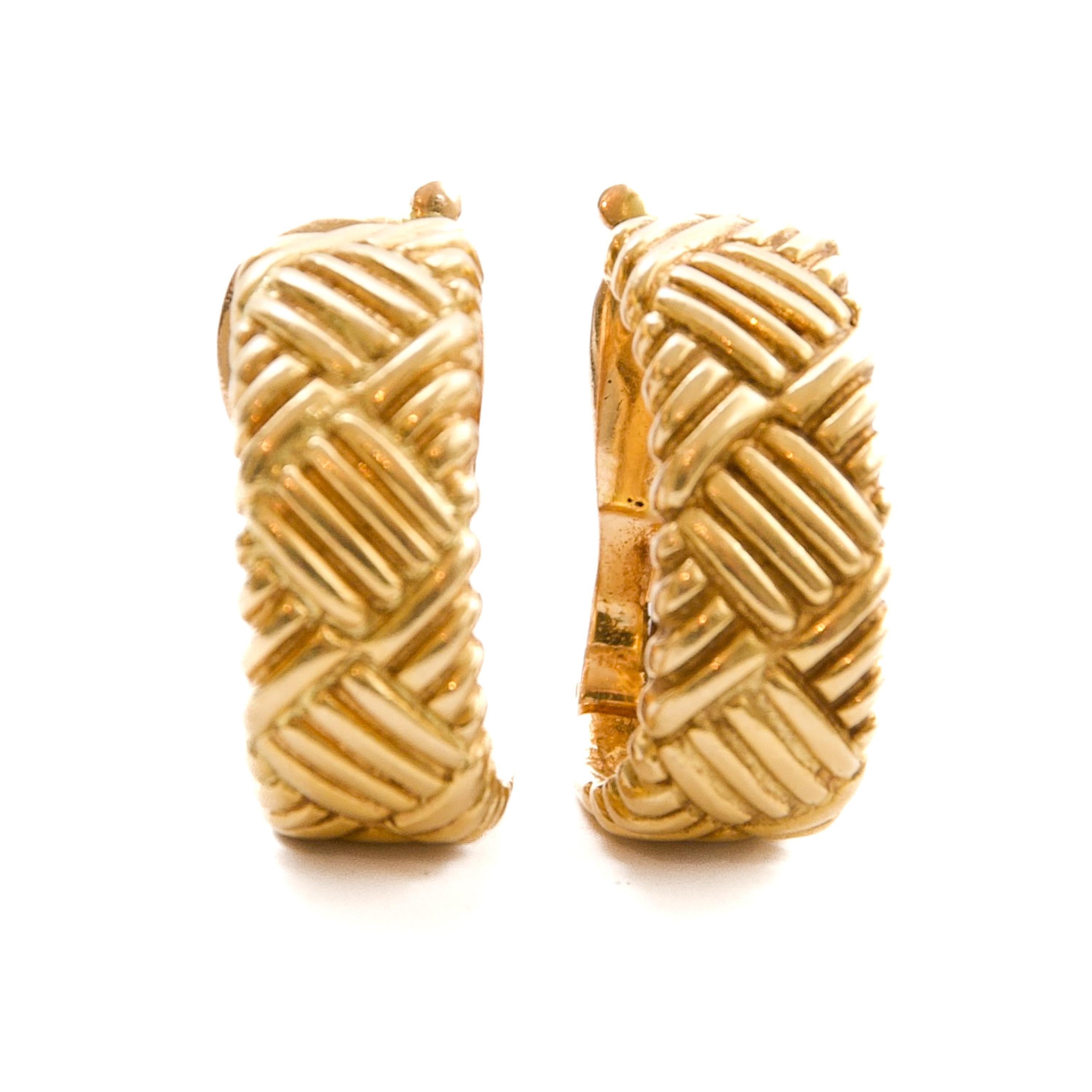 Boucles d'oreilles à clip en or jaune 18K de Georges Lenfant, françaises, circa 1970 Unisexe en vente