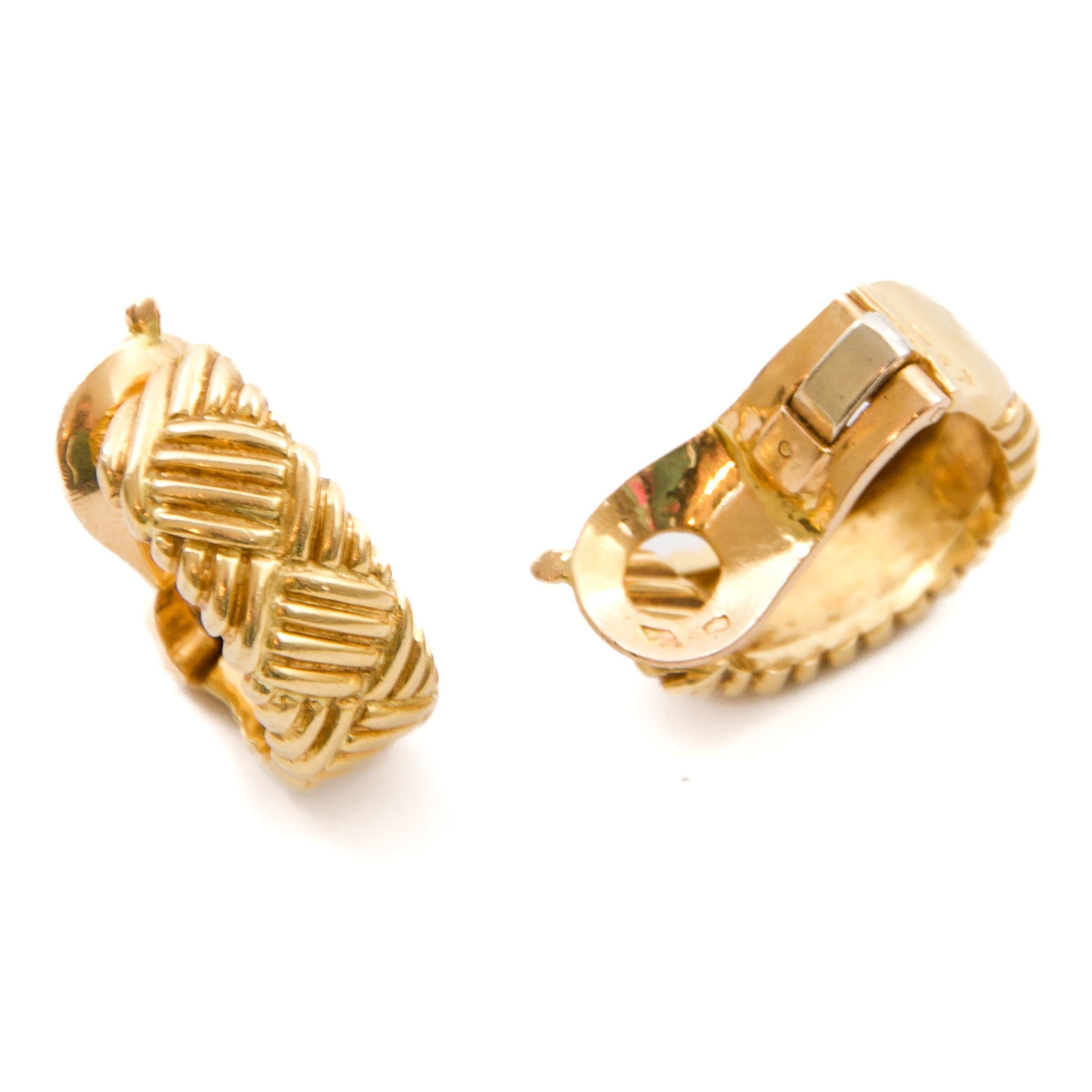 Boucles d'oreilles à clip en or jaune 18K de Georges Lenfant, françaises, circa 1970 en vente 2