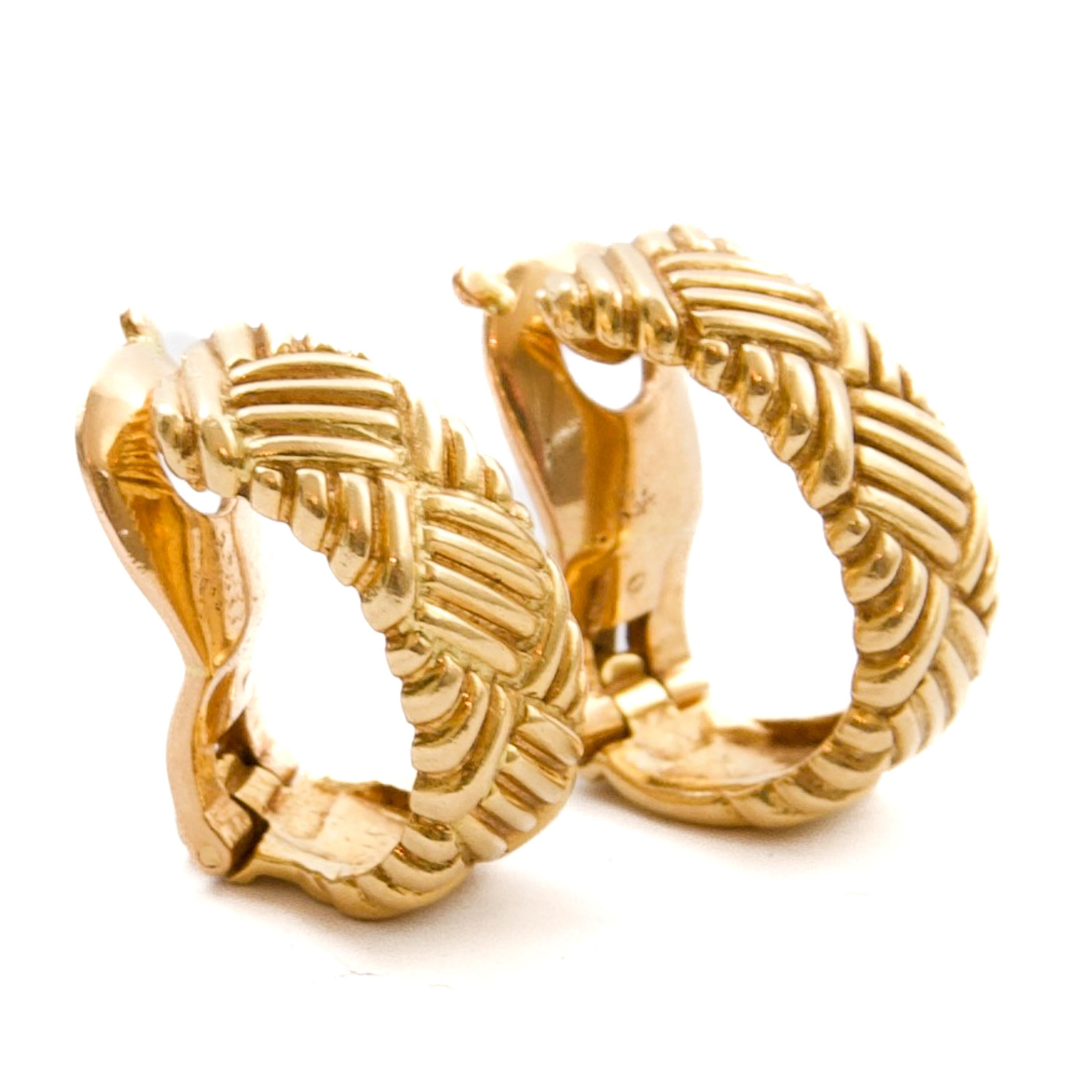 Boucles d'oreilles à clip en or jaune 18K de Georges Lenfant, françaises, circa 1970 en vente 4