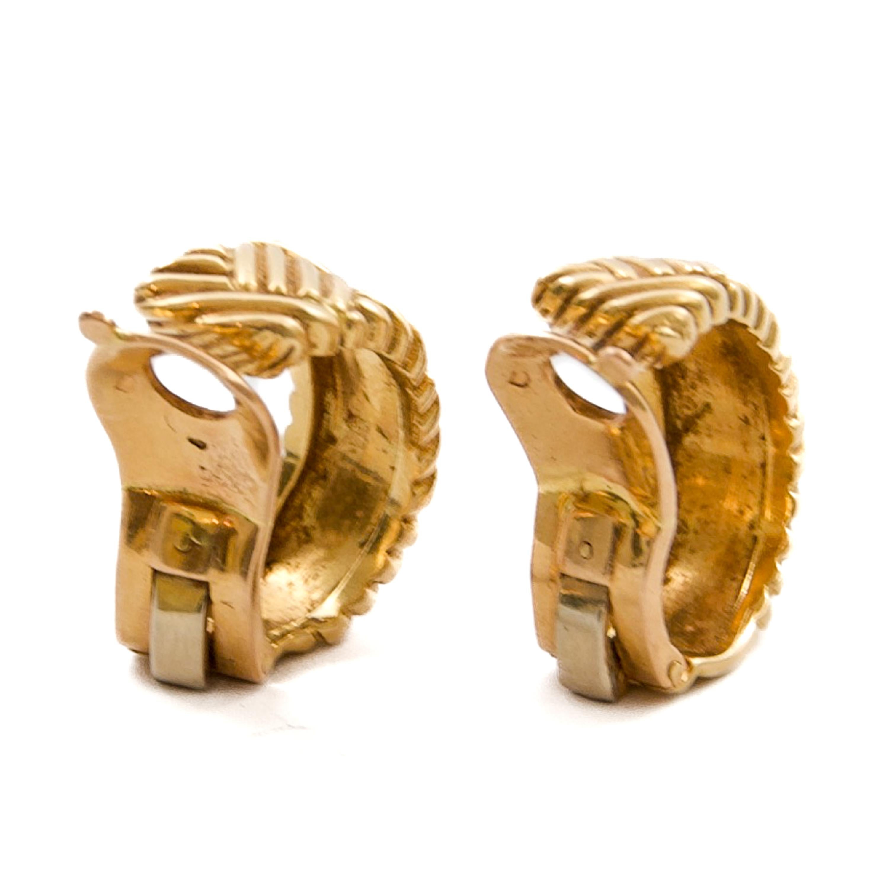 Boucles d'oreilles à clip en or jaune 18K de Georges Lenfant, françaises, circa 1970 en vente 5