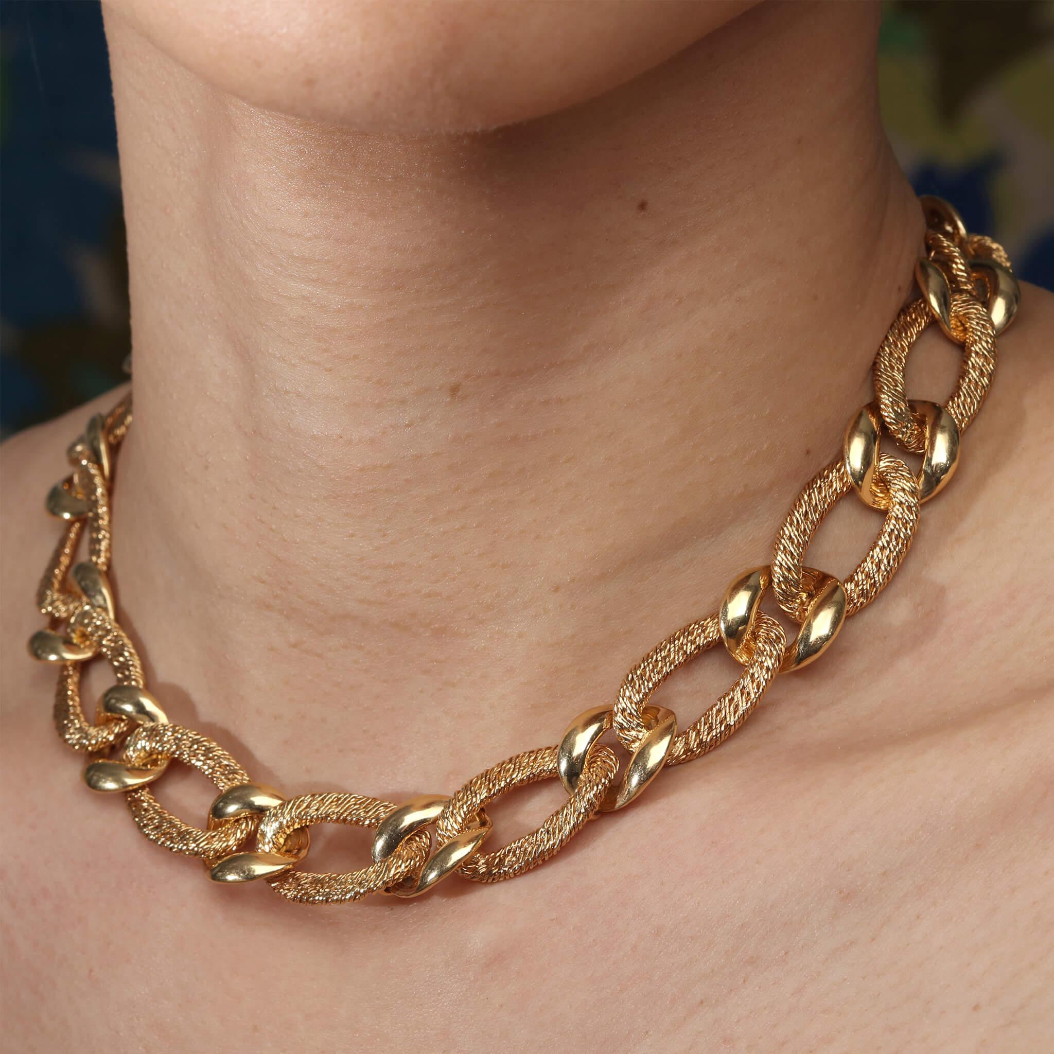 Georges L'Enfant Curb Gliederhalskette aus 18 Karat Gelbgold für Damen oder Herren