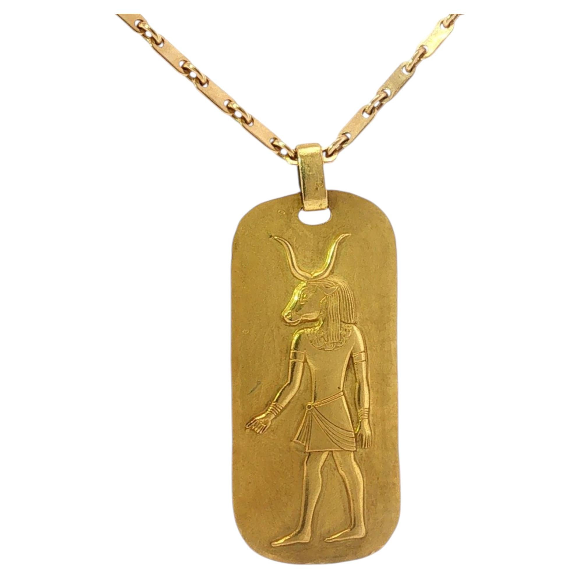 Georges L’Enfant 18K Pendant for O.J. Perrin 18K Yellow Egyptian Revival