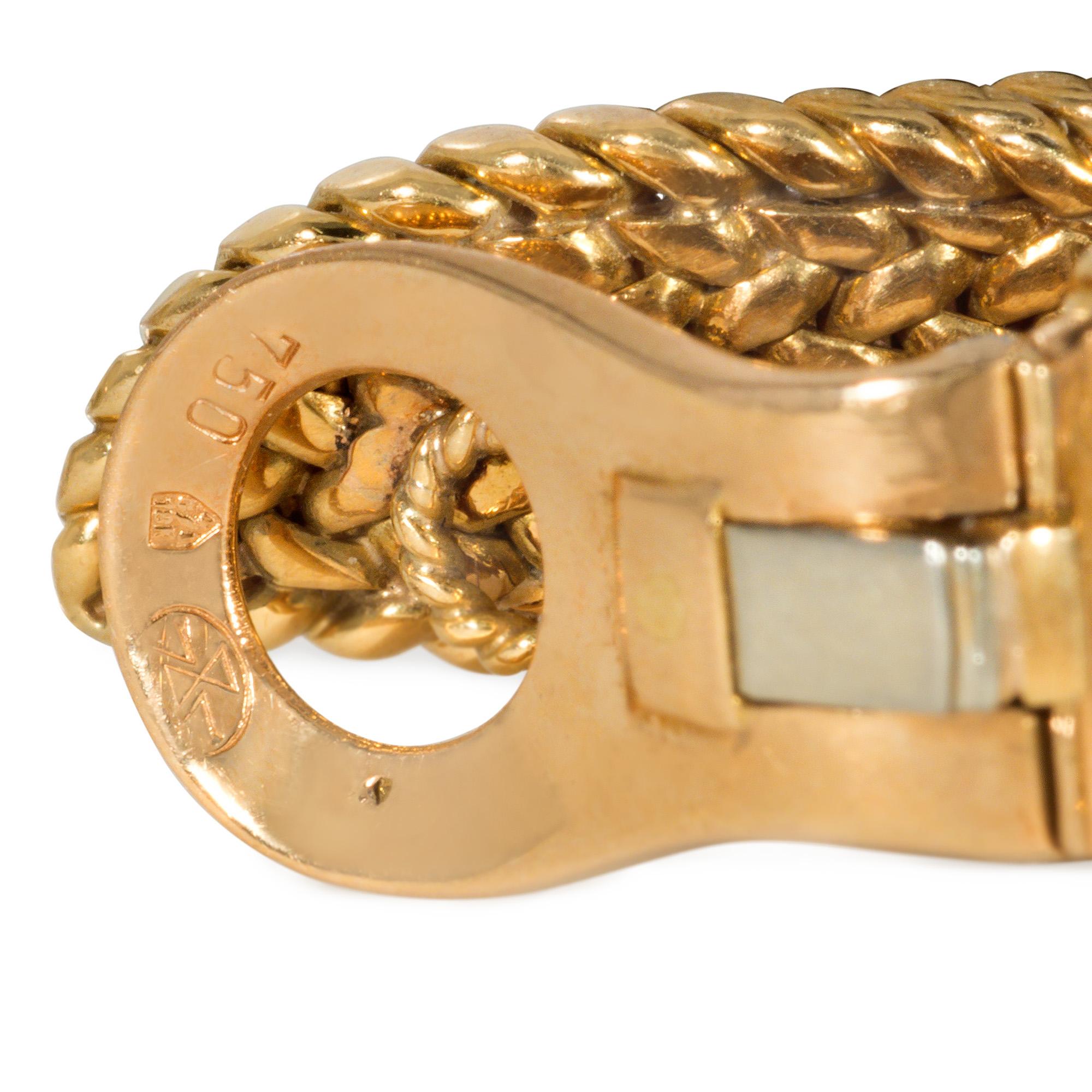 Taille brillant Georges Lenfant pour Gübelin Boucles d'oreilles flamme stylisée du milieu du siècle en or et diamants
