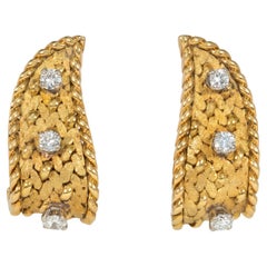 Georges Lenfant für Gübelin Gold- und Diamant-Ohrringe mit stilisierter Flamme aus der Jahrhundertmitte